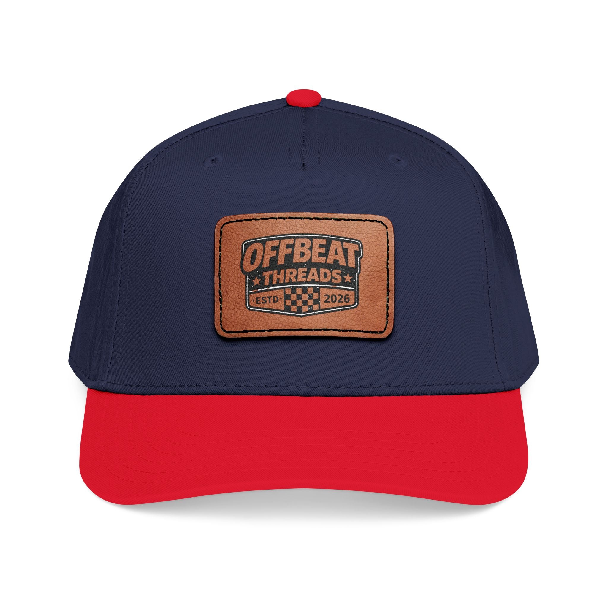 Mid Profile Baseball Cap with Leather Patch (Rectangle)