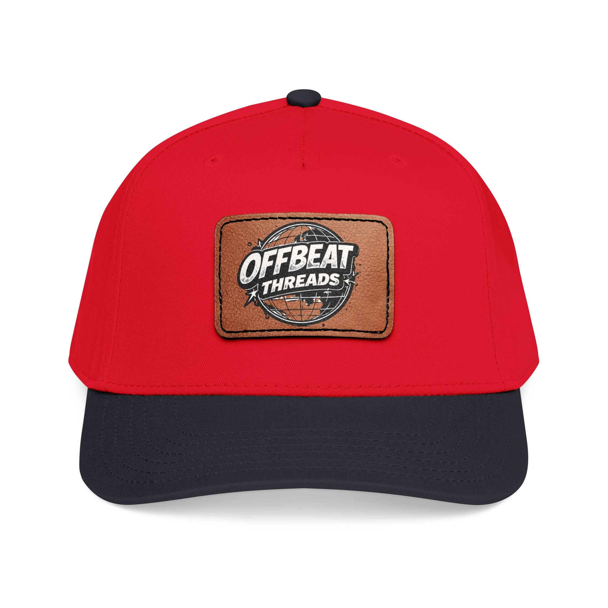 Mid Profile Baseball Cap with Leather Patch (Rectangle)