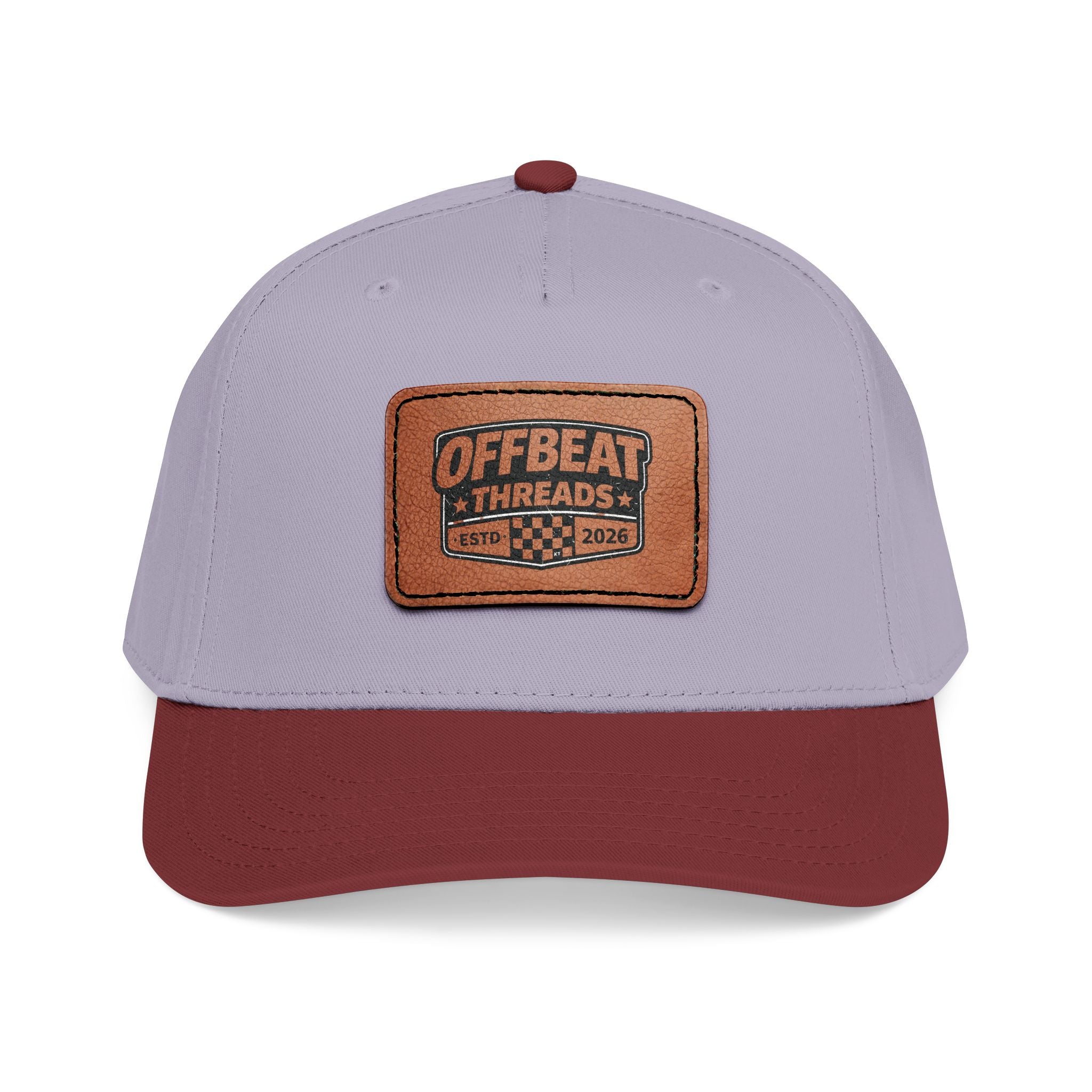 Mid Profile Baseball Cap with Leather Patch (Rectangle)