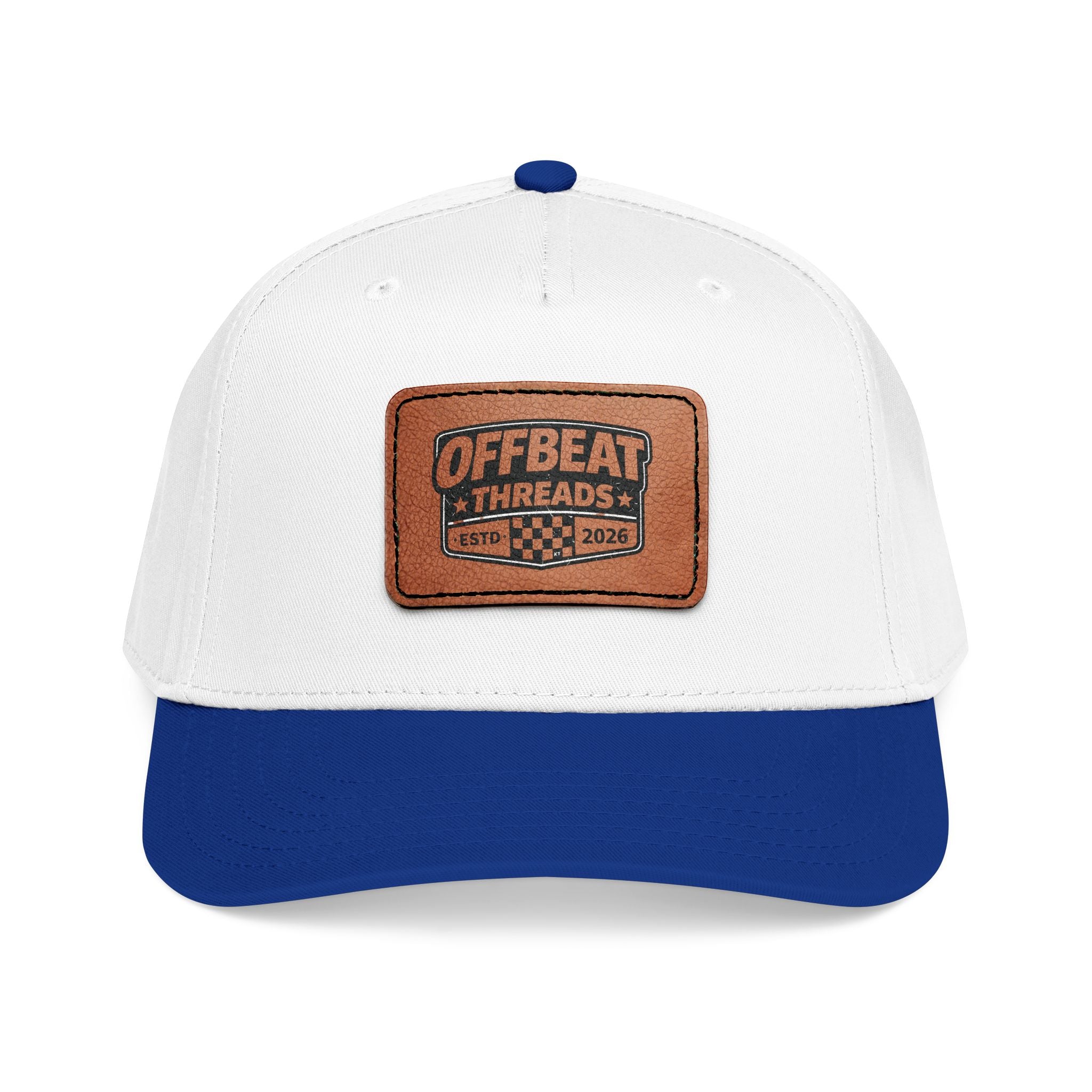 Mid Profile Baseball Cap with Leather Patch (Rectangle)