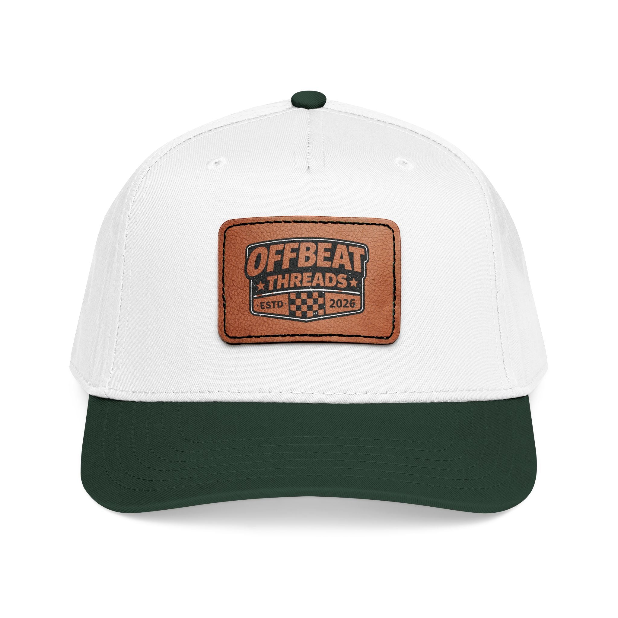 Mid Profile Baseball Cap with Leather Patch (Rectangle)