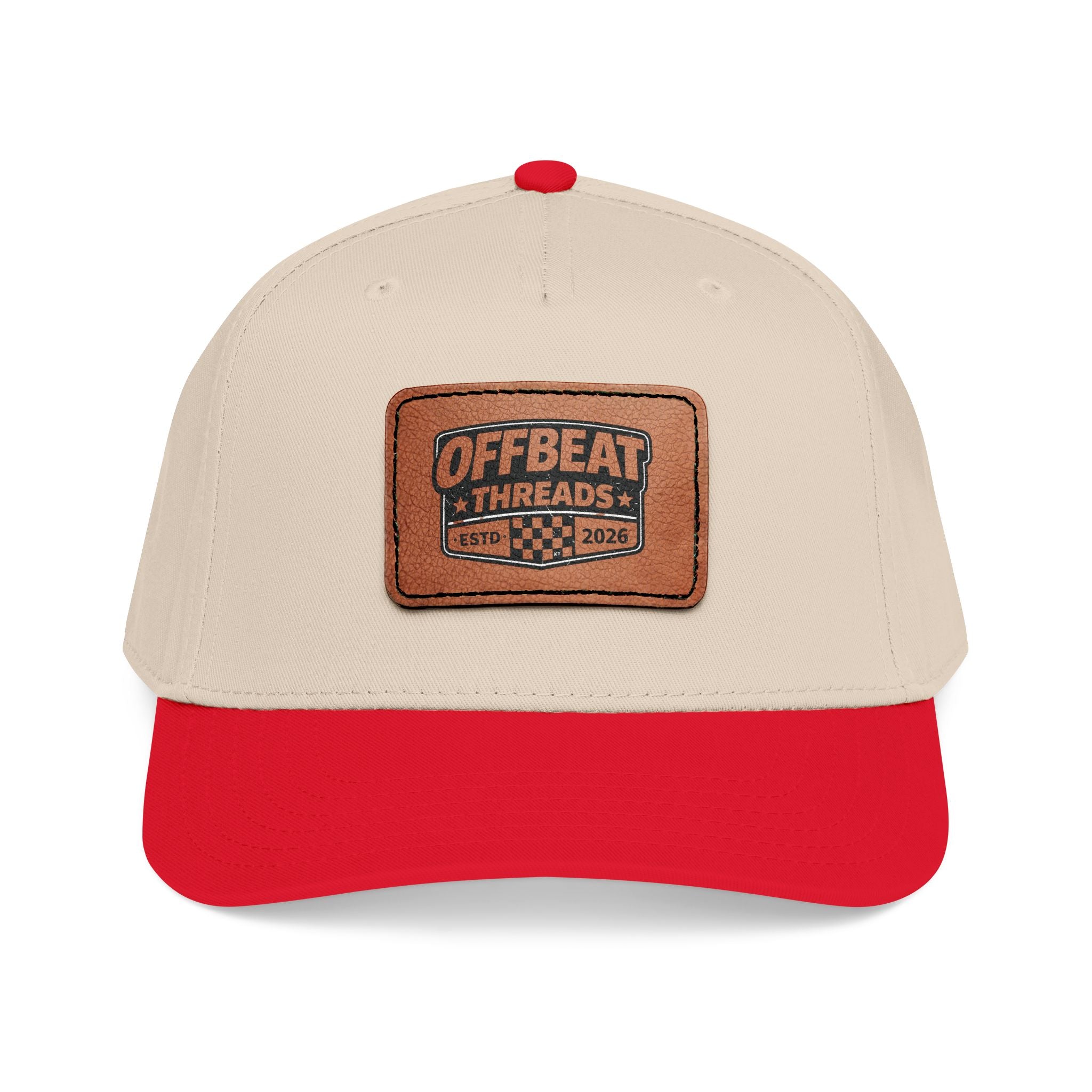 Mid Profile Baseball Cap with Leather Patch (Rectangle)
