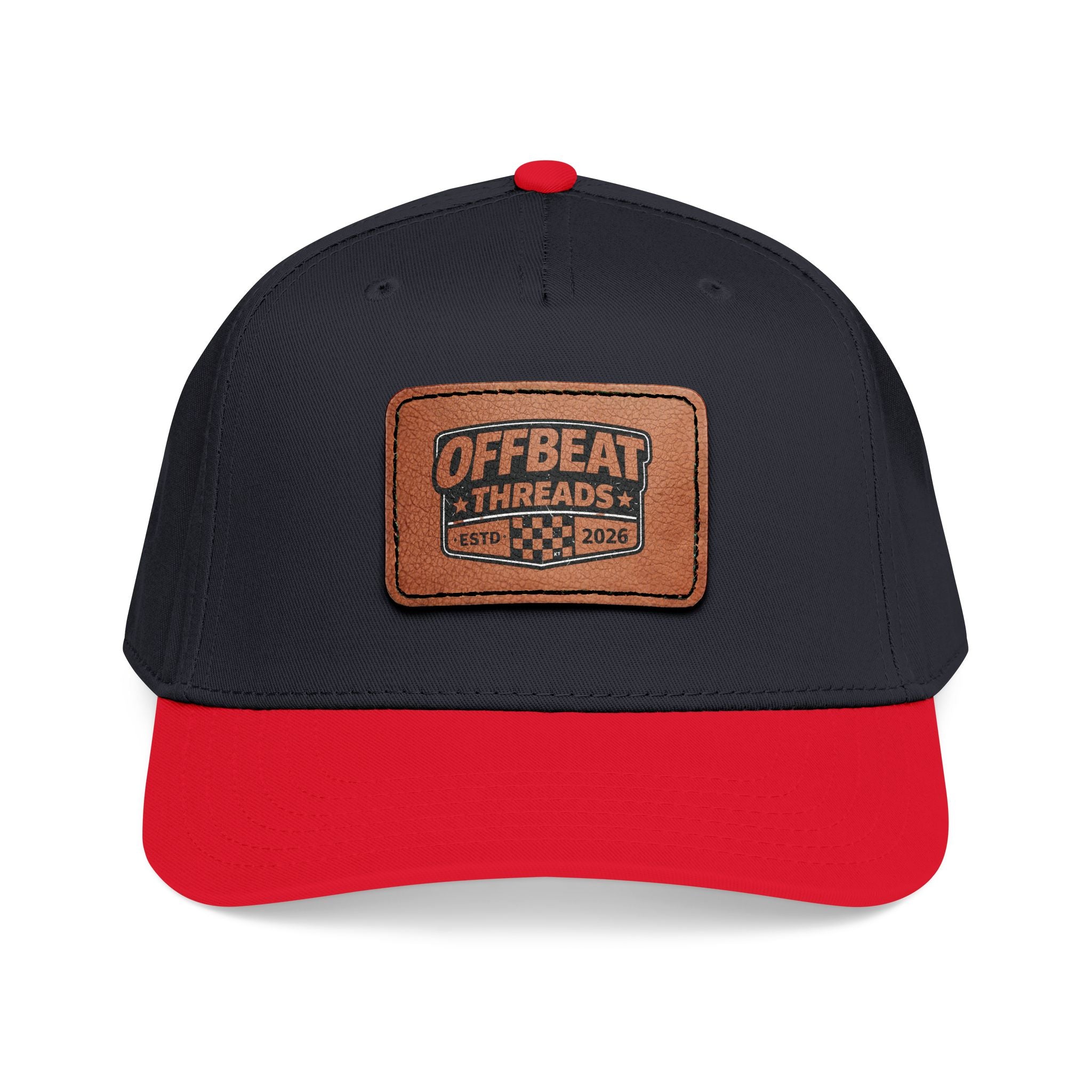 Mid Profile Baseball Cap with Leather Patch (Rectangle)