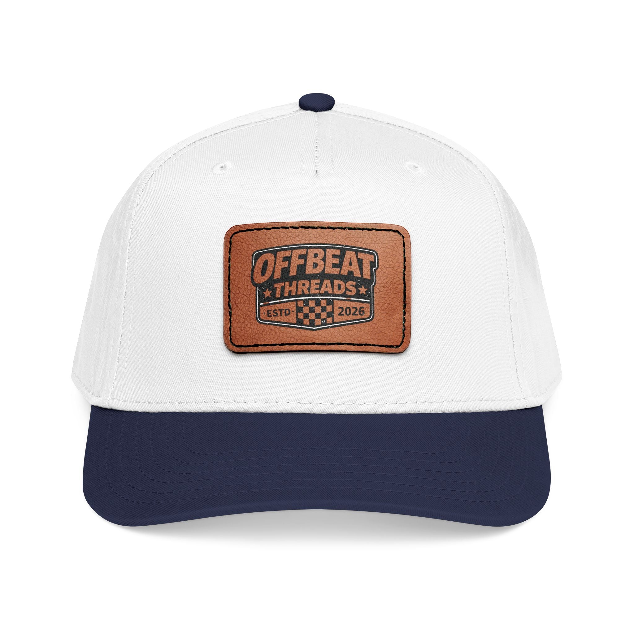 Mid Profile Baseball Cap with Leather Patch (Rectangle)