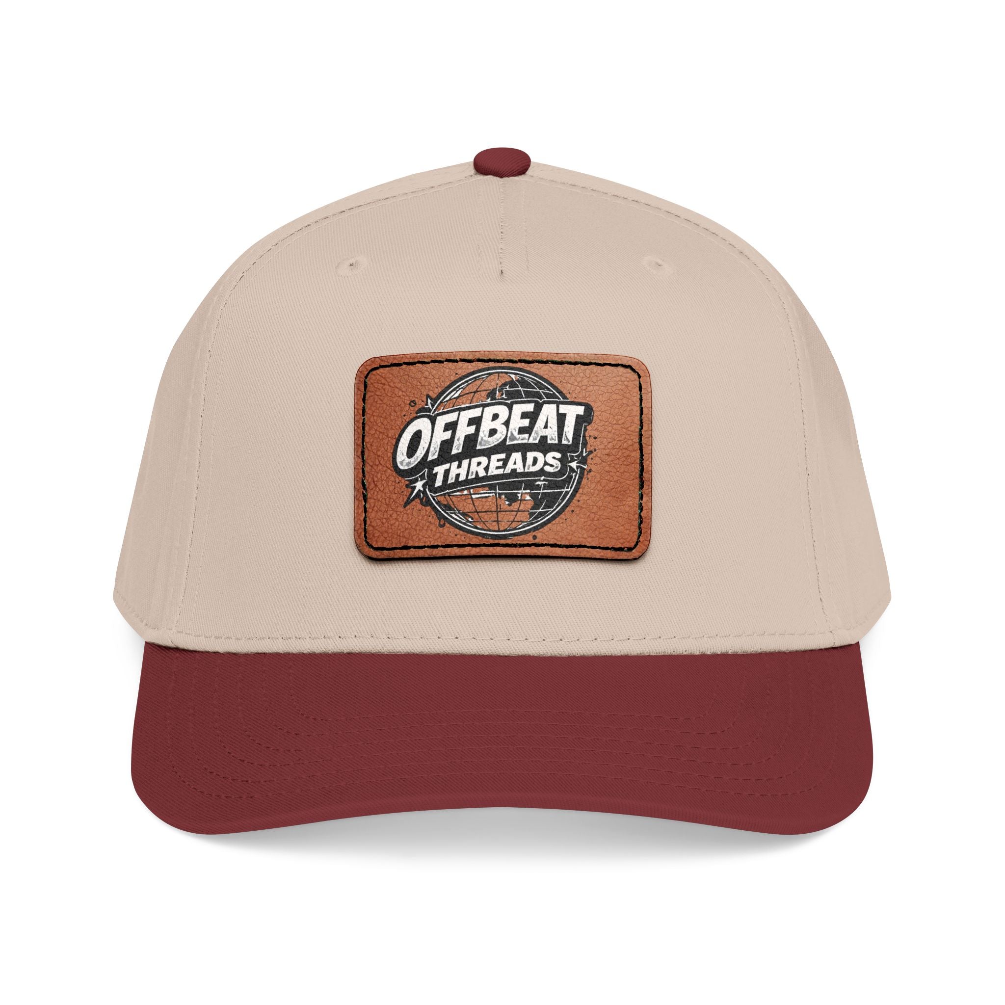 Mid Profile Baseball Cap with Leather Patch (Rectangle)