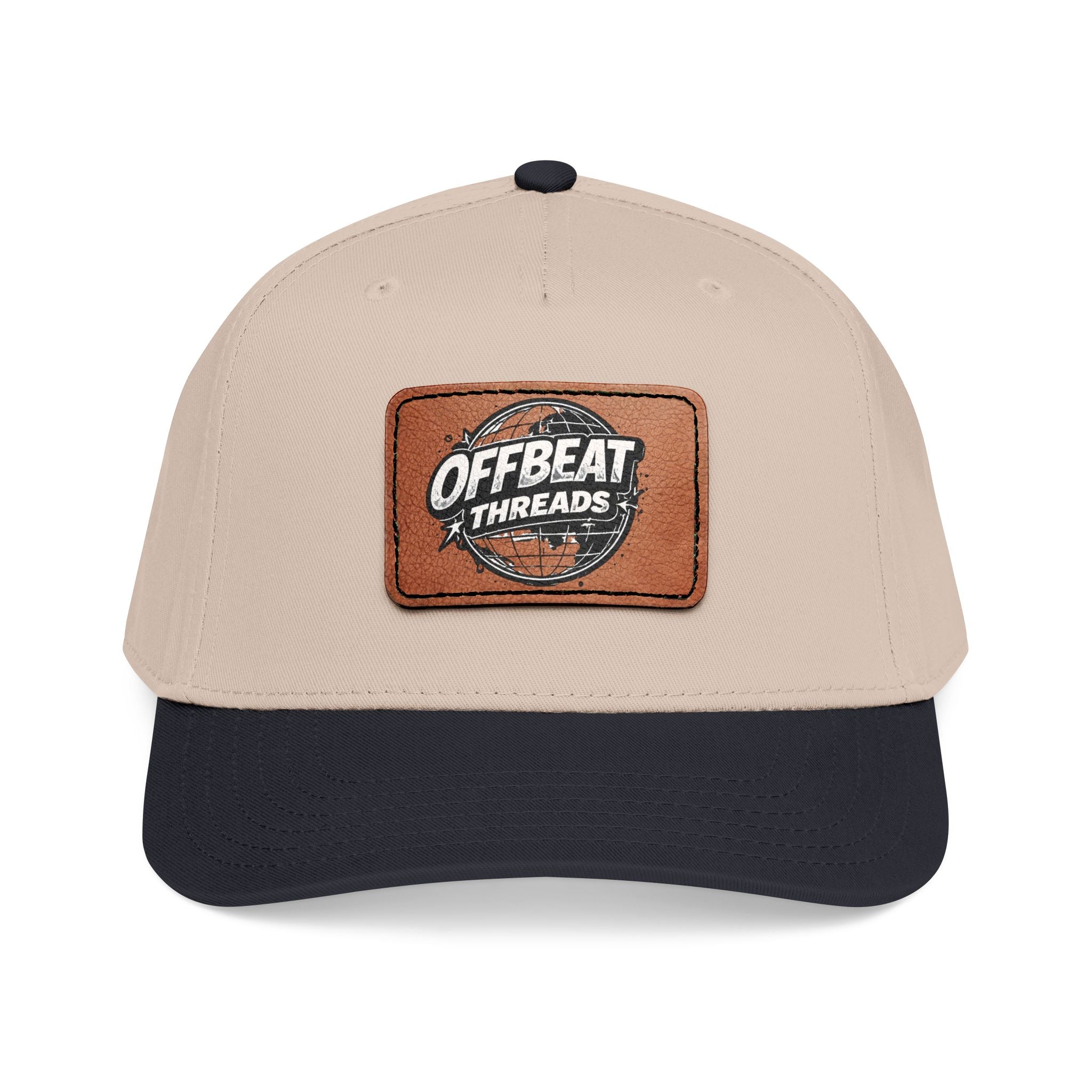 Mid Profile Baseball Cap with Leather Patch (Rectangle)