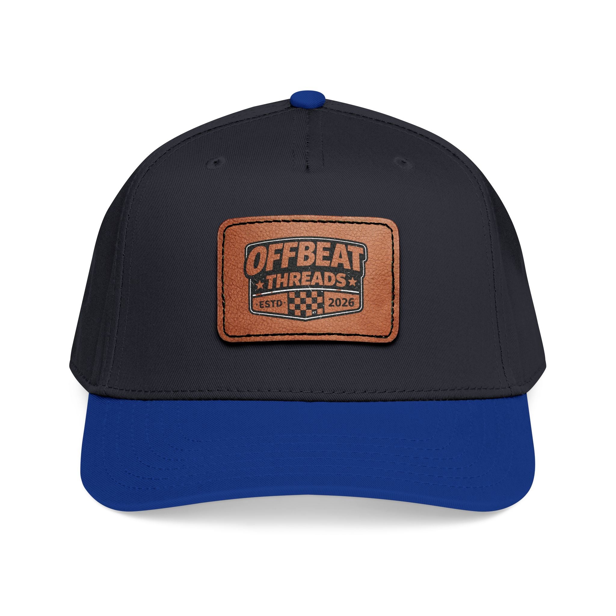 Mid Profile Baseball Cap with Leather Patch (Rectangle)