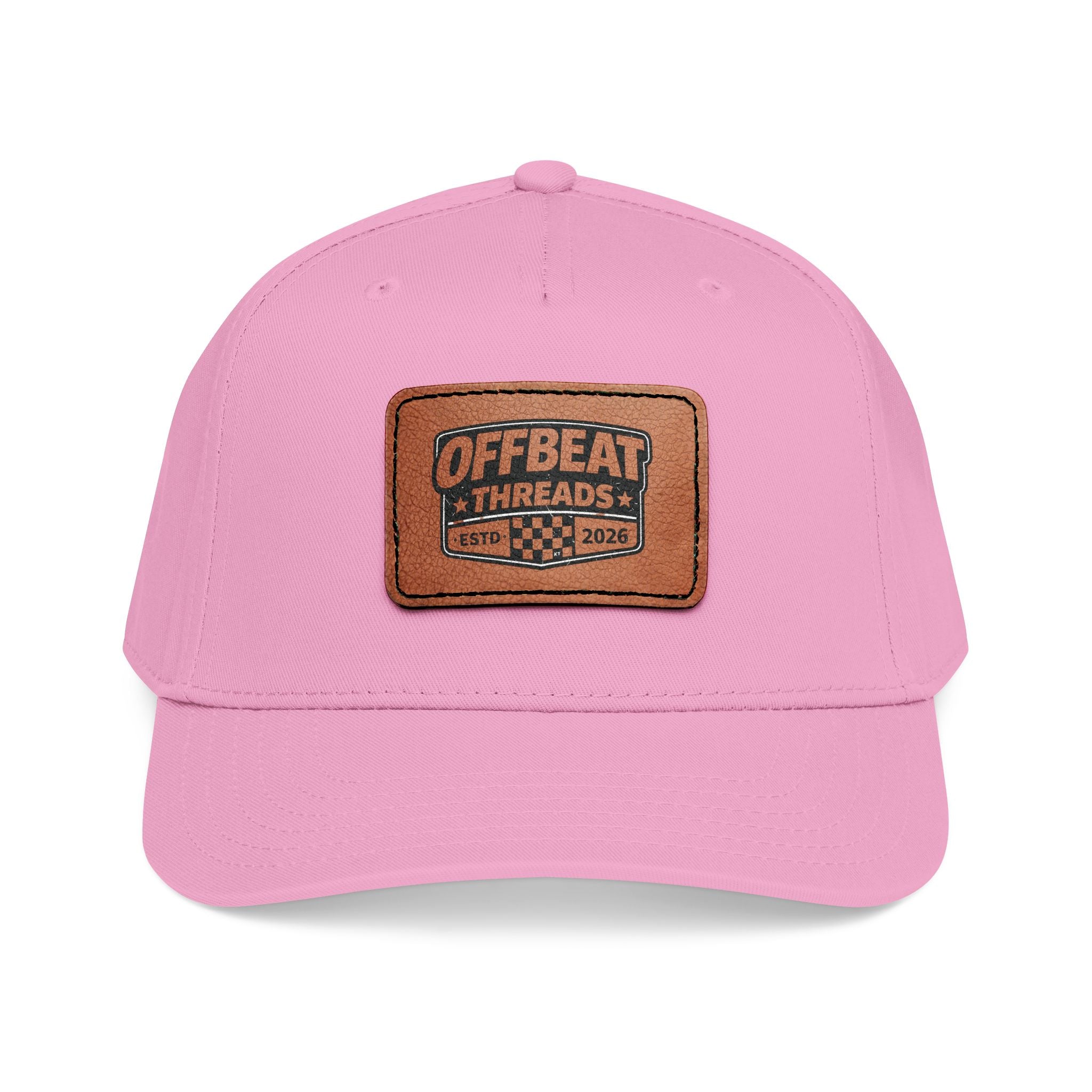 Mid Profile Baseball Cap with Leather Patch (Rectangle)