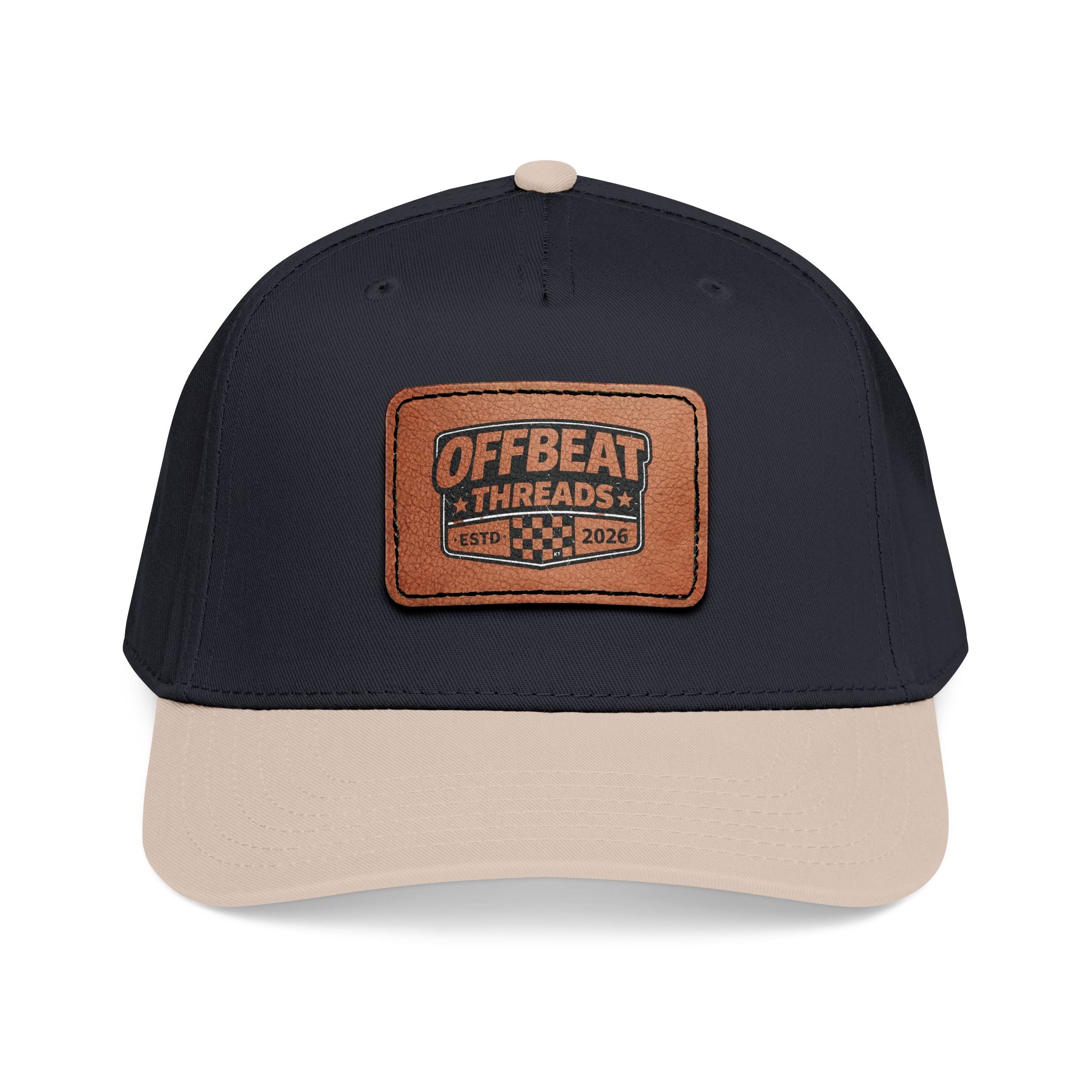 Mid Profile Baseball Cap with Leather Patch (Rectangle)
