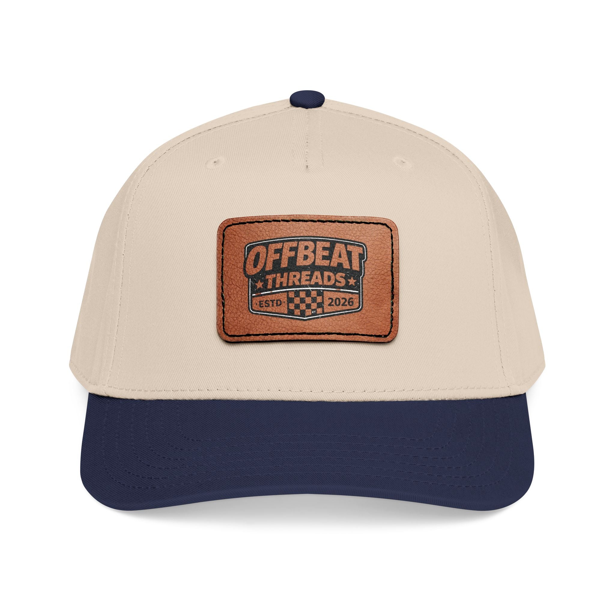 Mid Profile Baseball Cap with Leather Patch (Rectangle)