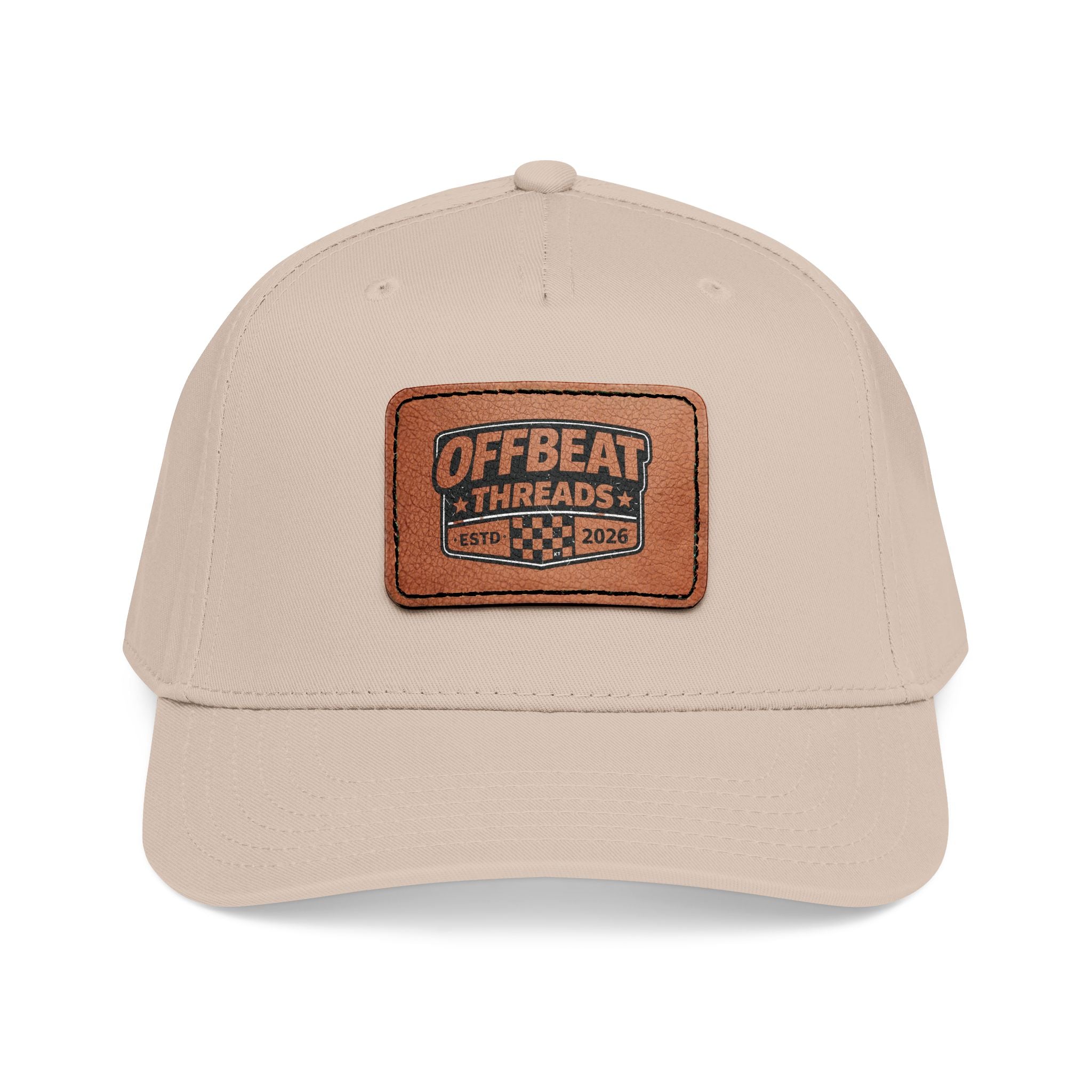 Mid Profile Baseball Cap with Leather Patch (Rectangle)