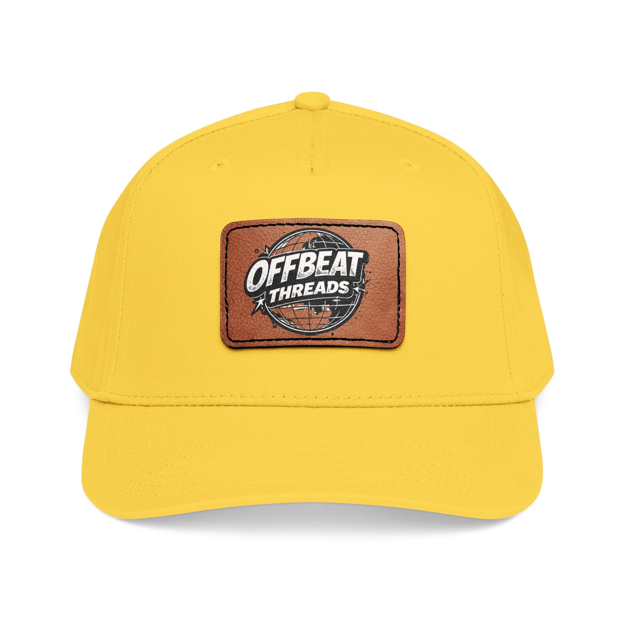 Mid Profile Baseball Cap with Leather Patch (Rectangle)