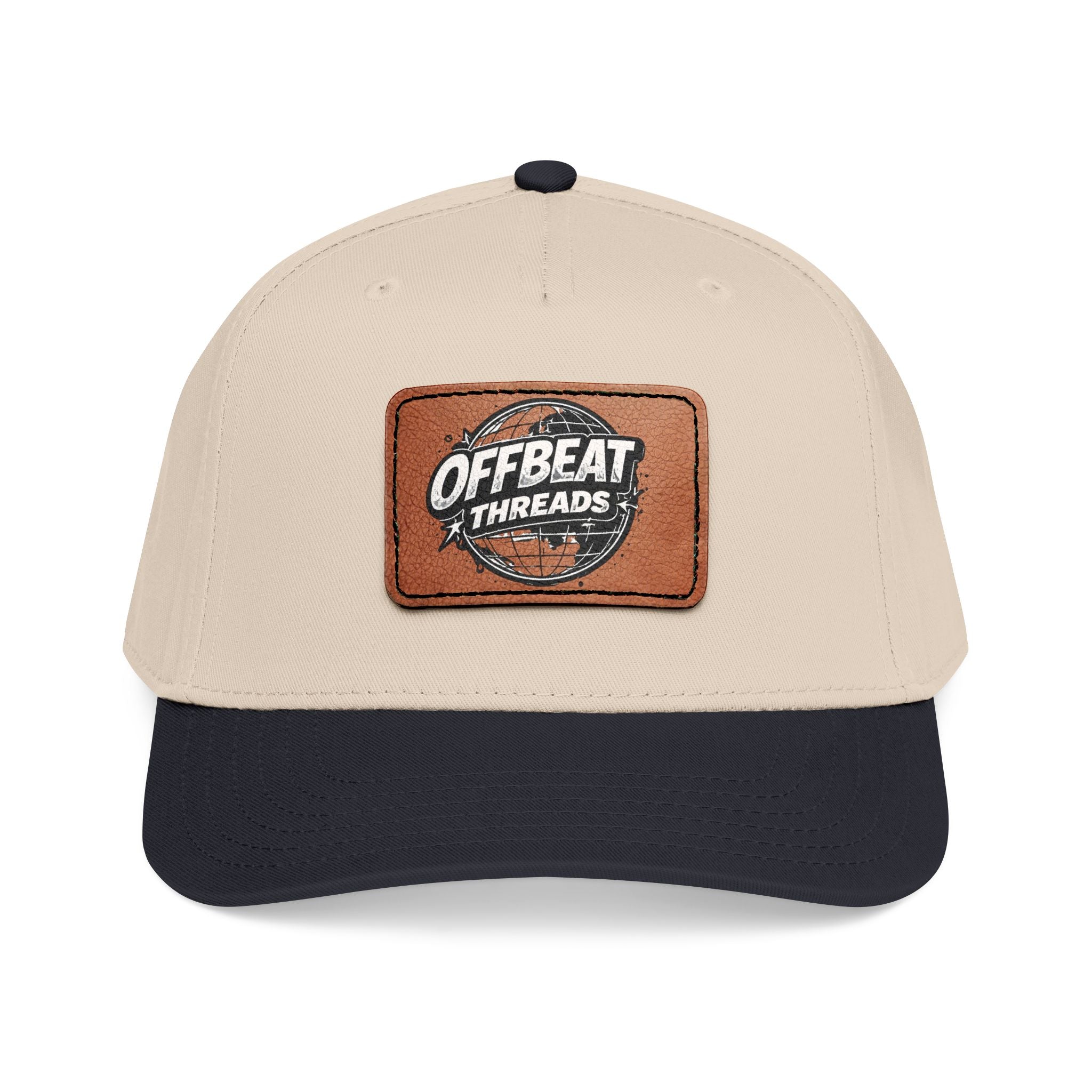 Mid Profile Baseball Cap with Leather Patch (Rectangle)