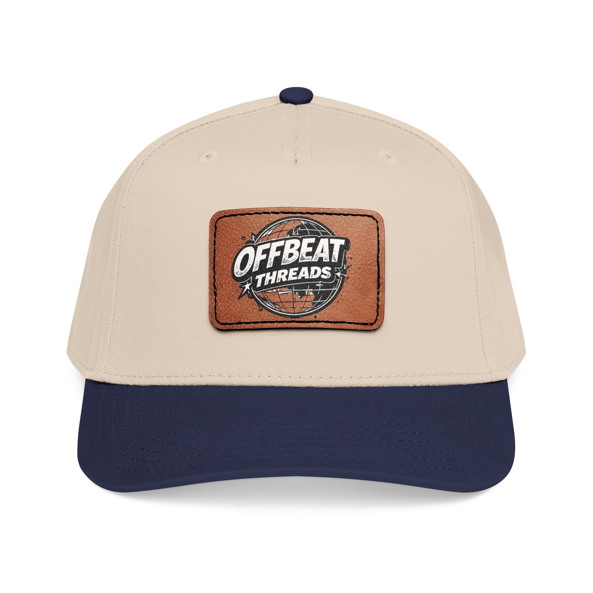 Mid Profile Baseball Cap with Leather Patch (Rectangle)