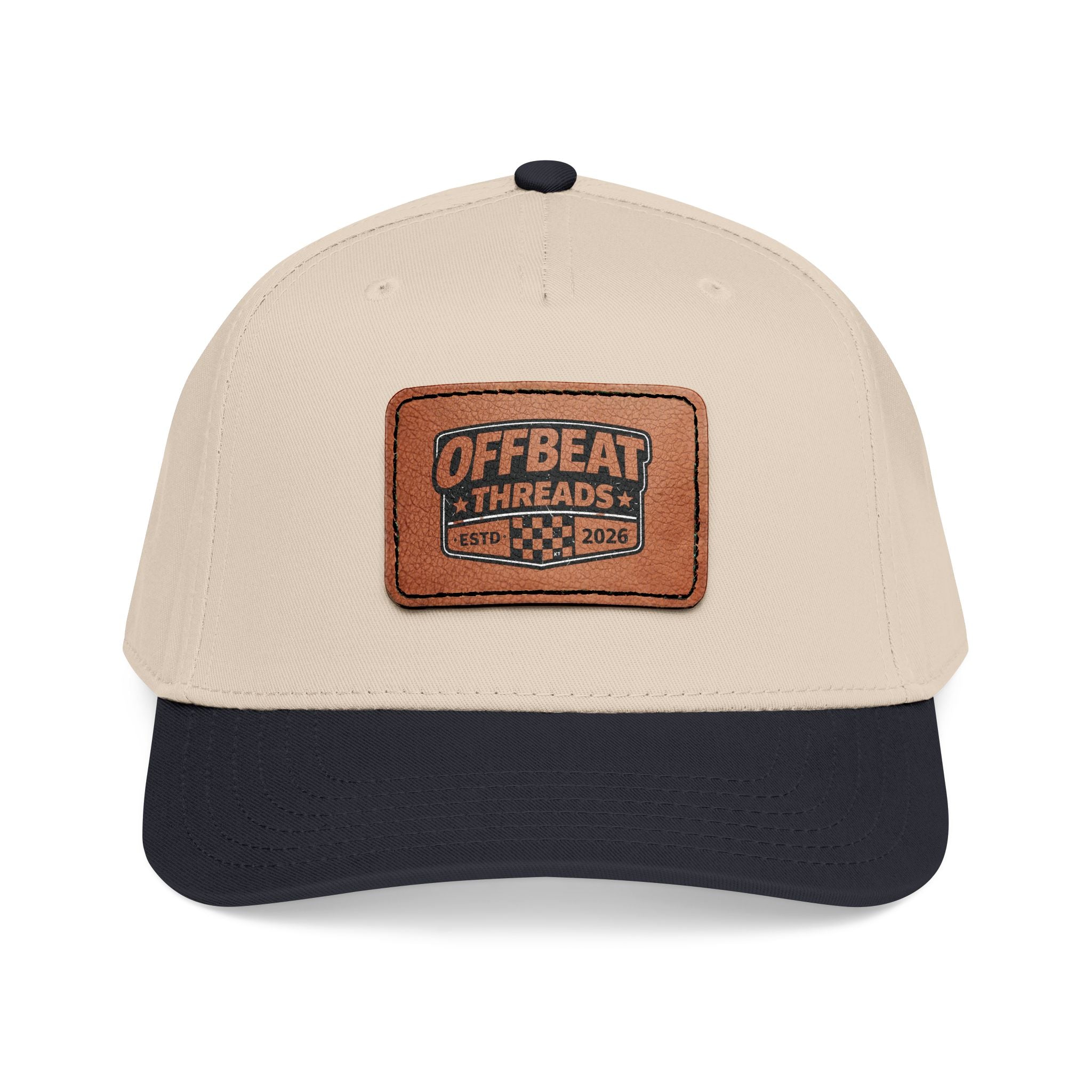 Mid Profile Baseball Cap with Leather Patch (Rectangle)