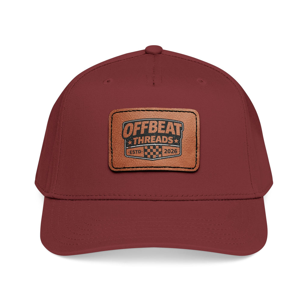 Mid Profile Baseball Cap with Leather Patch (Rectangle)