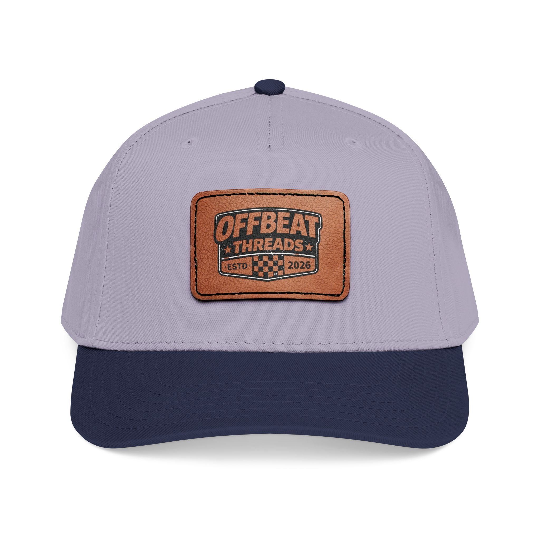 Mid Profile Baseball Cap with Leather Patch (Rectangle)