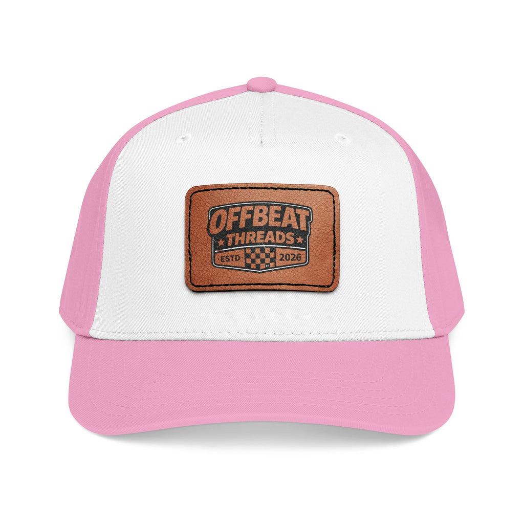 Mid Profile Baseball Cap with Leather Patch (Rectangle)
