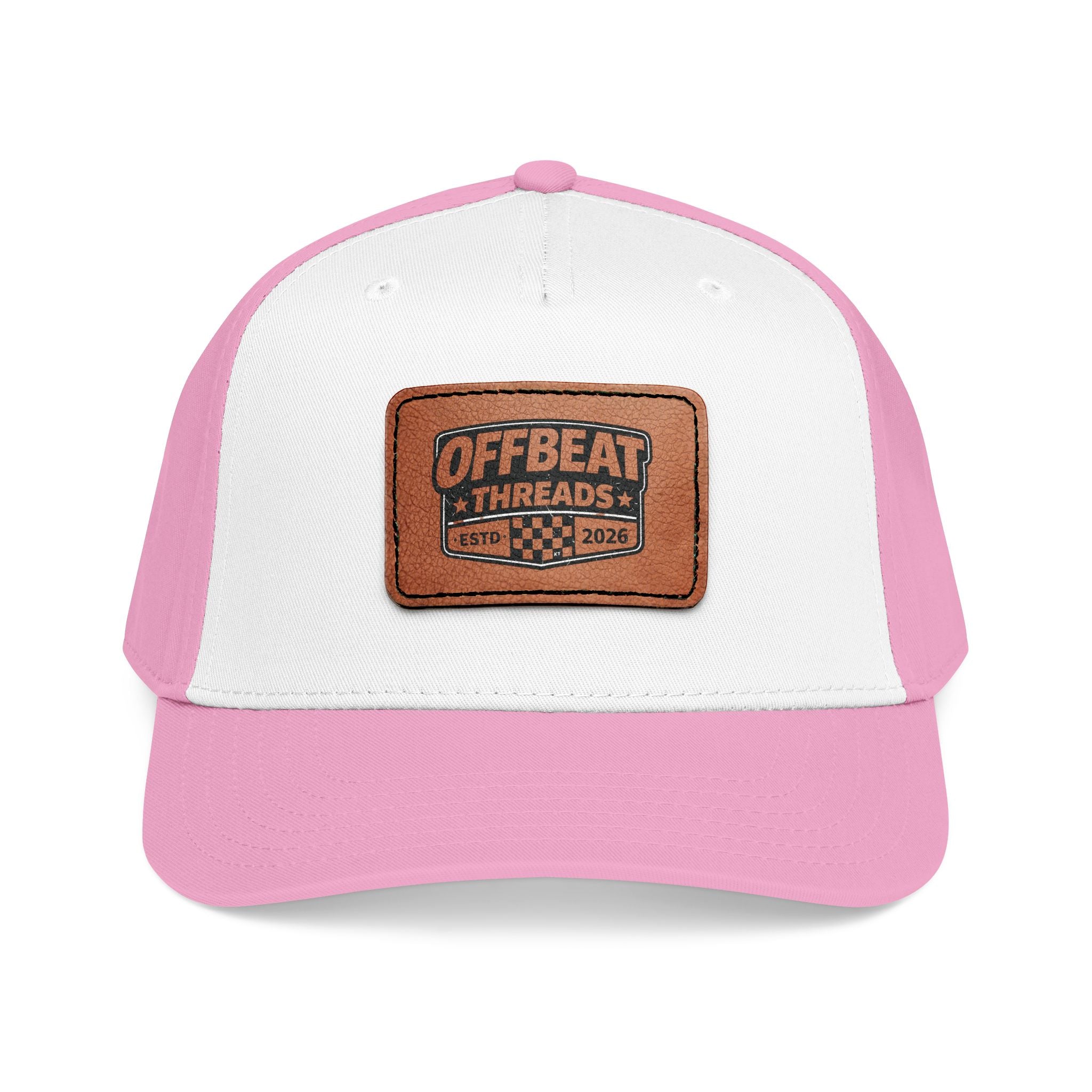 Mid Profile Baseball Cap with Leather Patch (Rectangle)