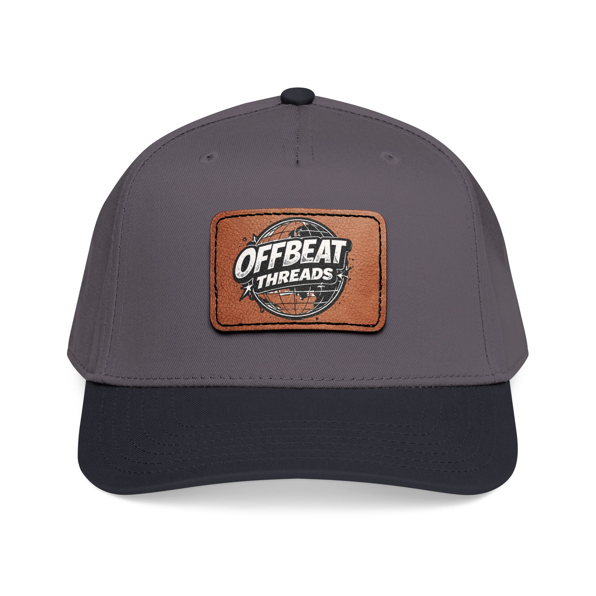 Mid Profile Baseball Cap with Leather Patch (Rectangle)