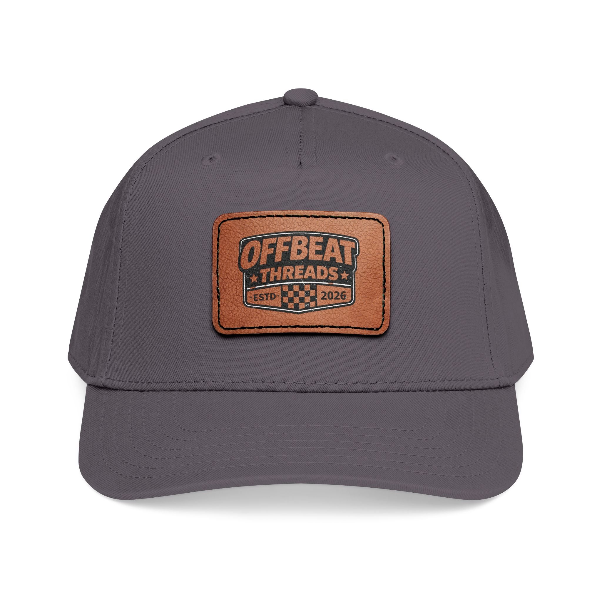 Mid Profile Baseball Cap with Leather Patch (Rectangle)