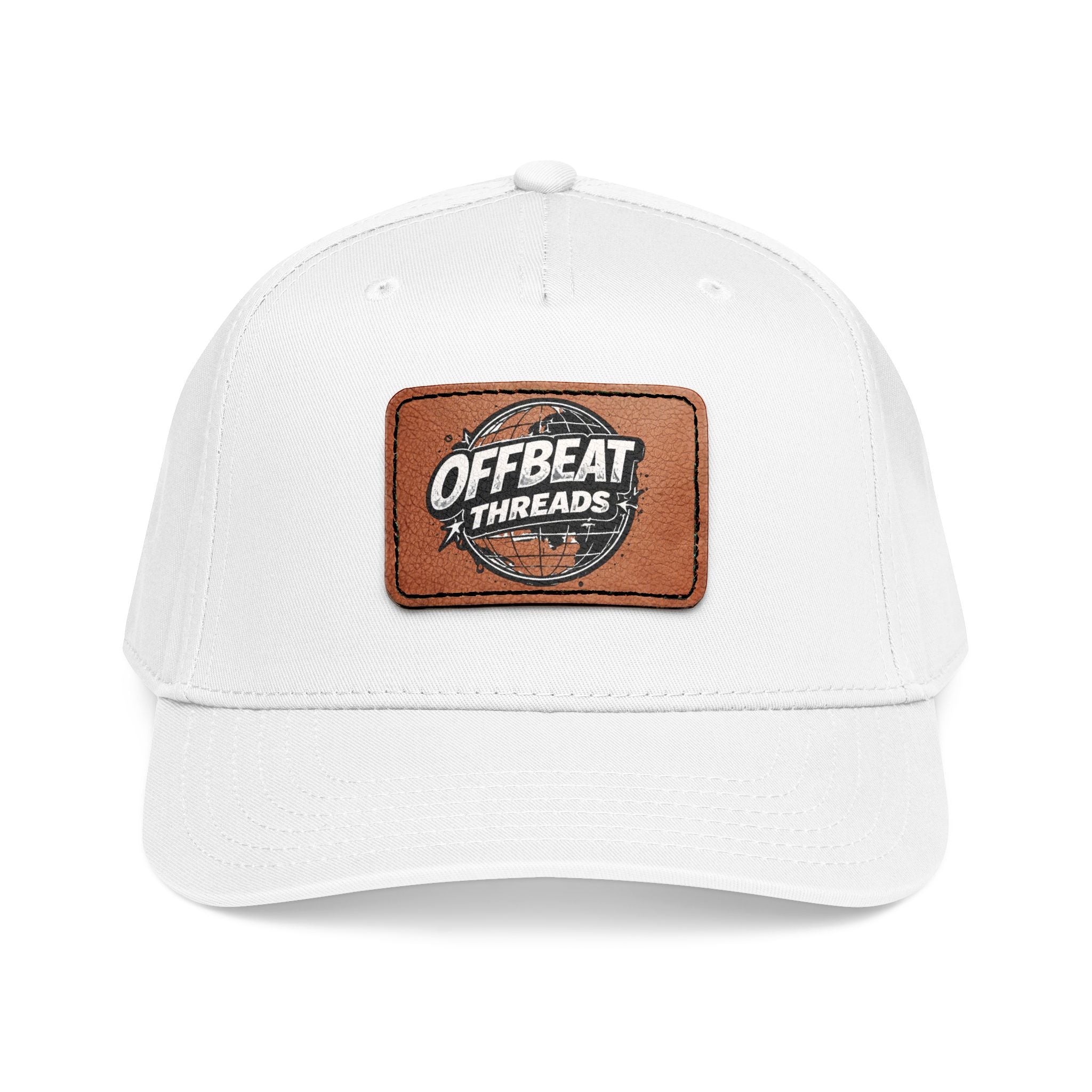 Mid Profile Baseball Cap with Leather Patch (Rectangle)