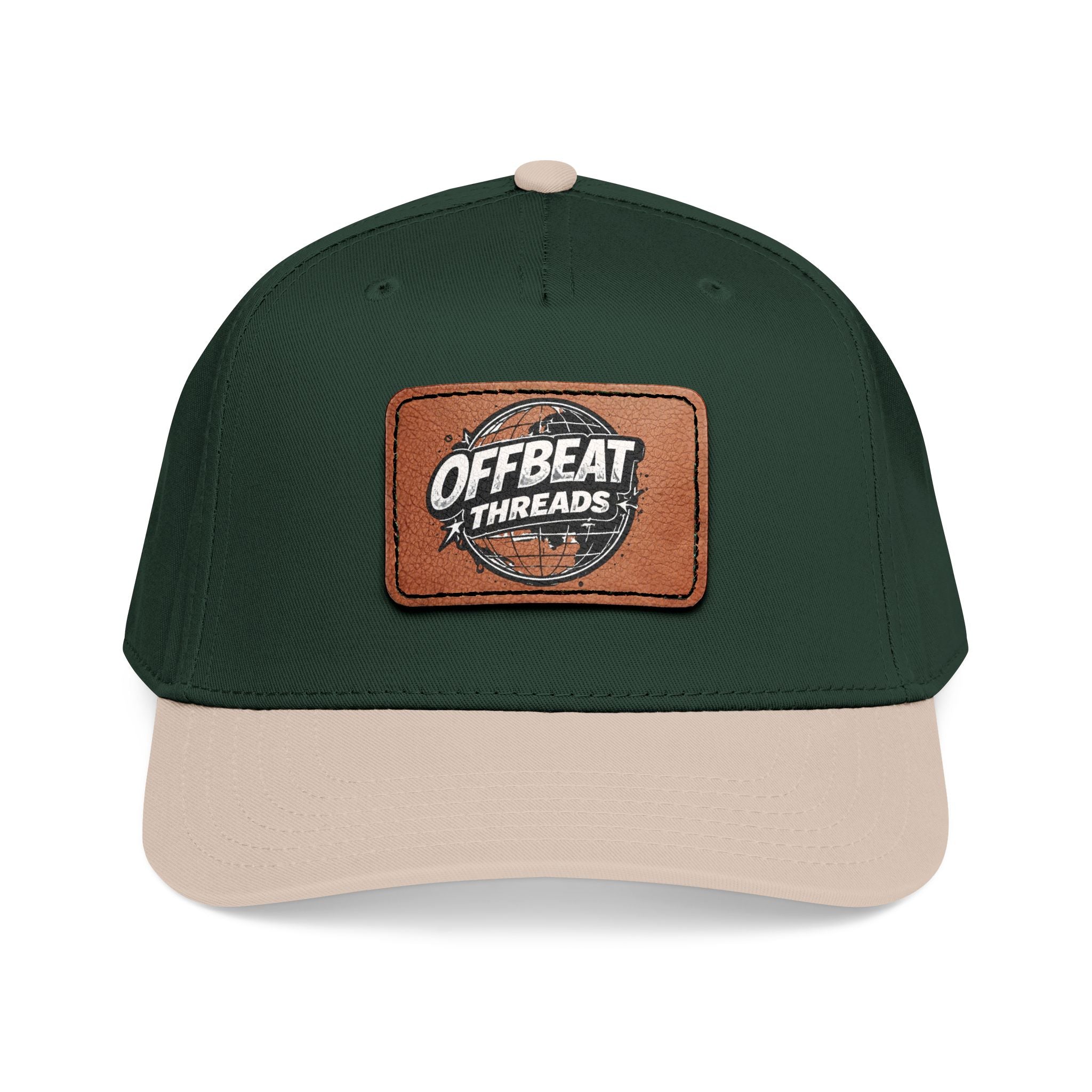 Mid Profile Baseball Cap with Leather Patch (Rectangle)