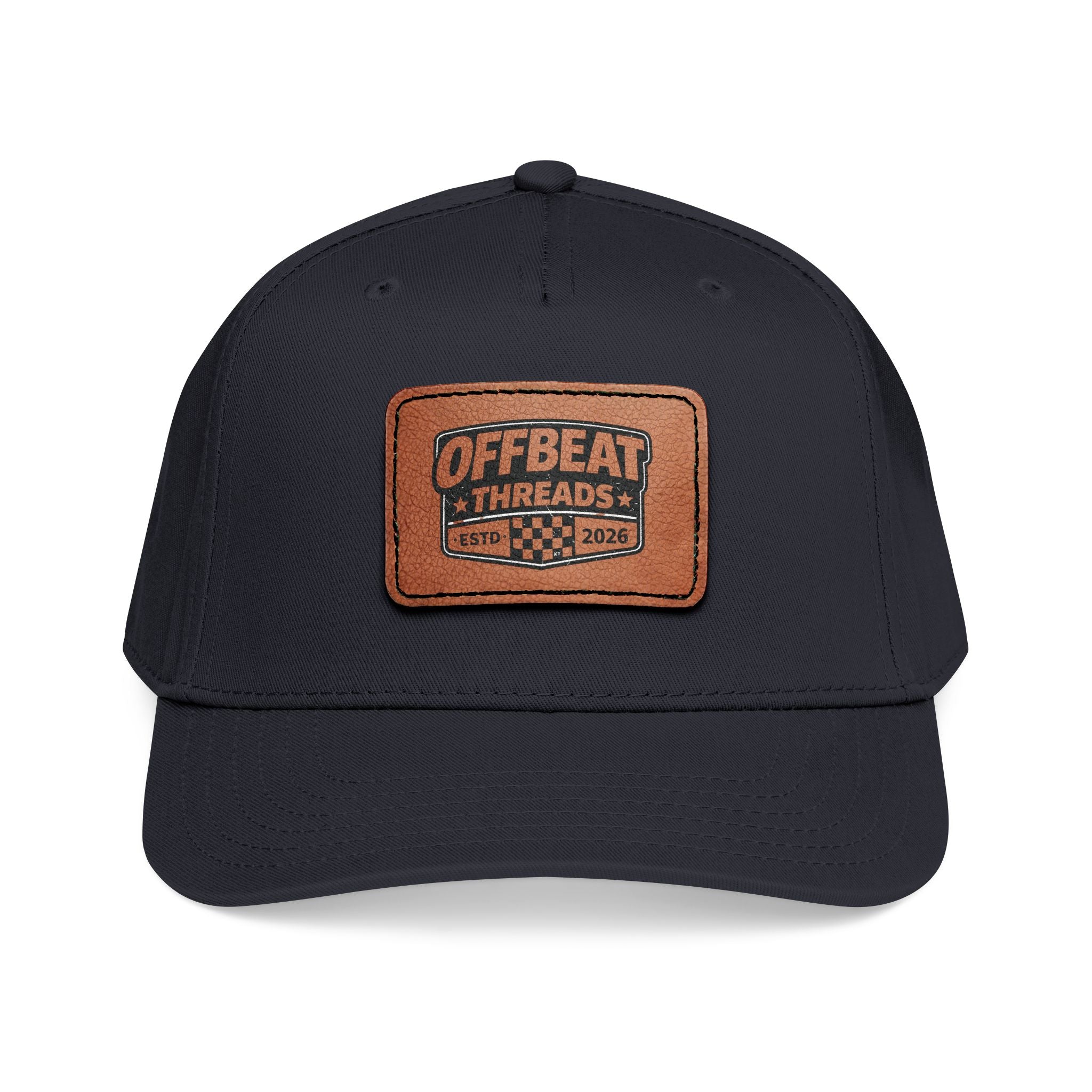 Mid Profile Baseball Cap with Leather Patch (Rectangle)