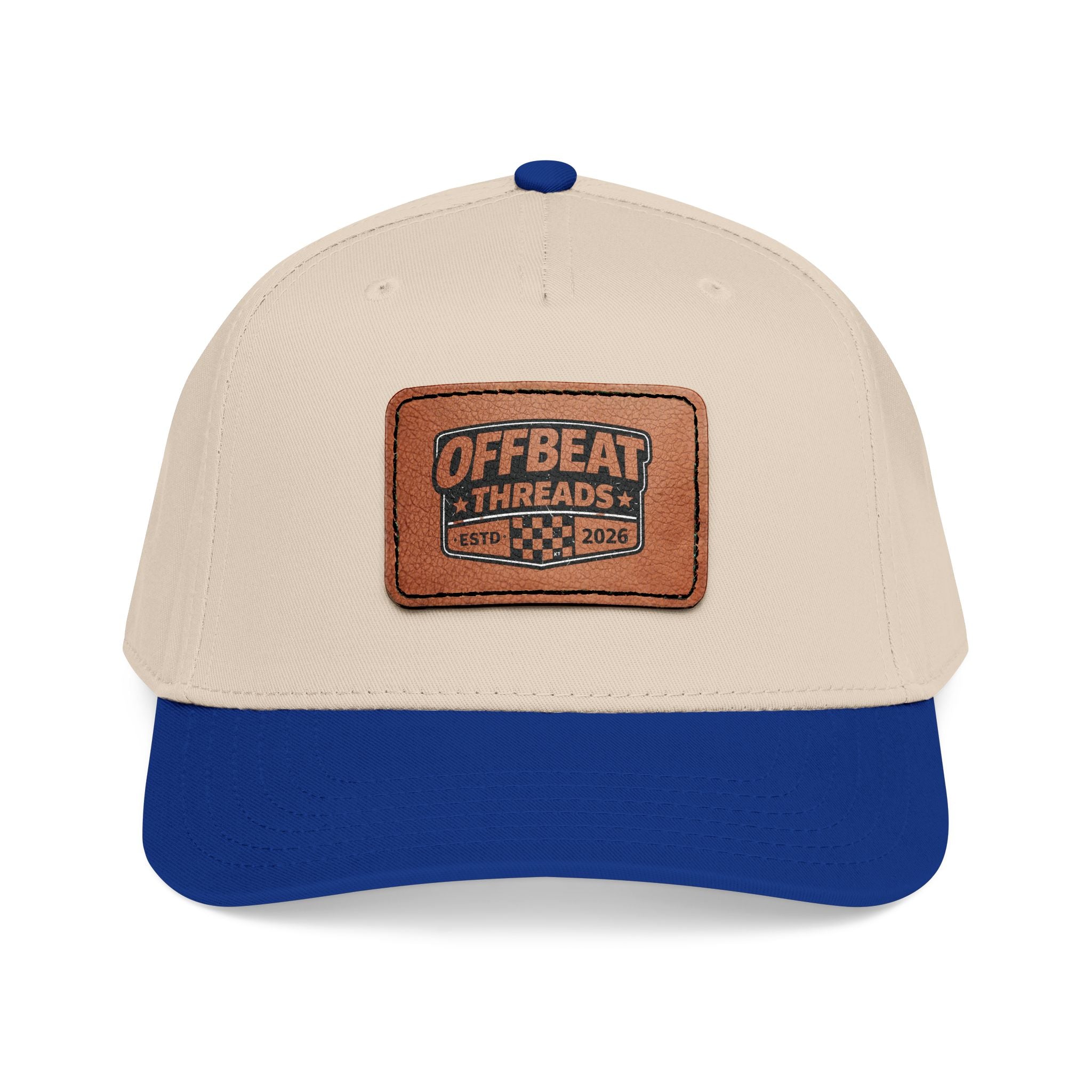 Mid Profile Baseball Cap with Leather Patch (Rectangle)