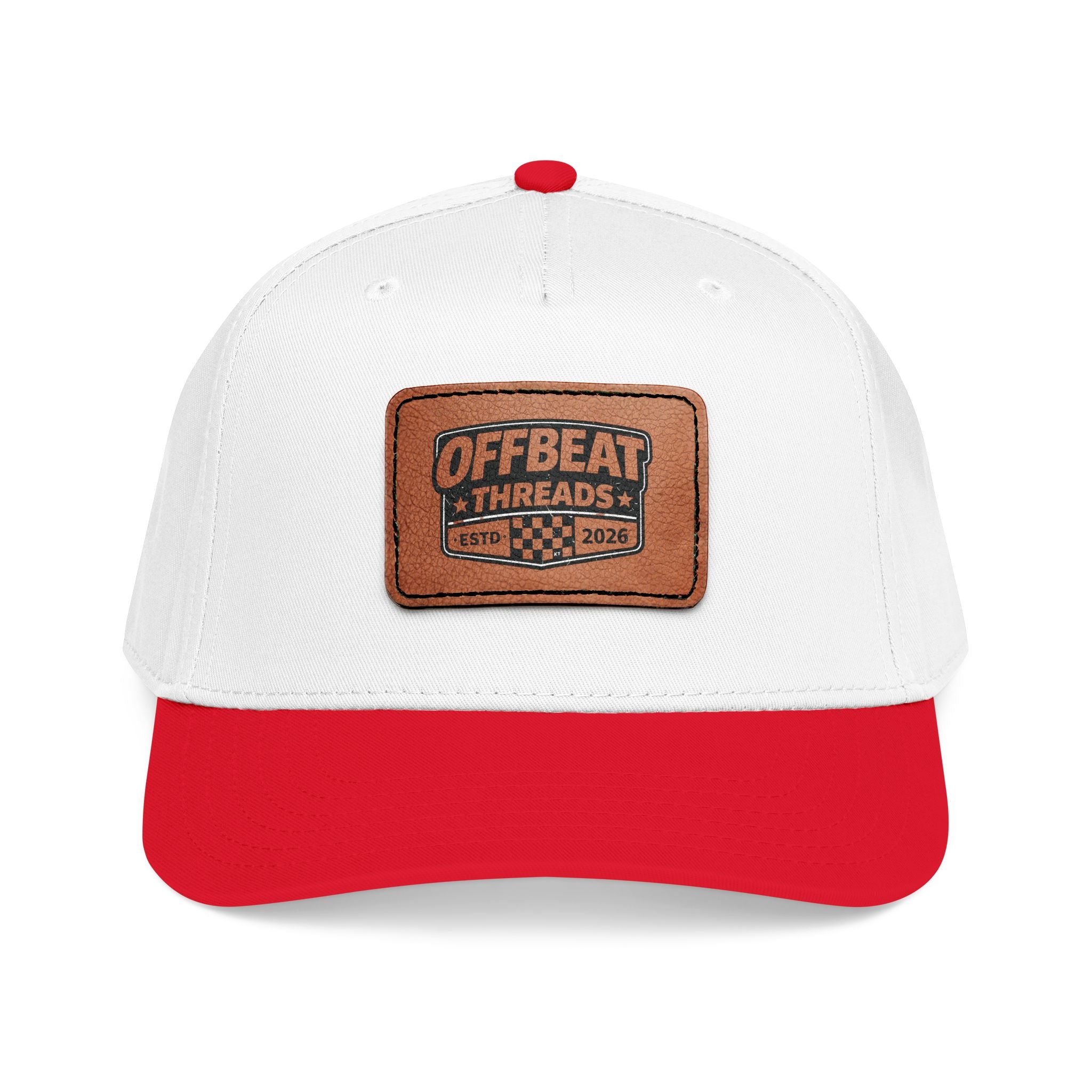 Mid Profile Baseball Cap with Leather Patch (Rectangle)