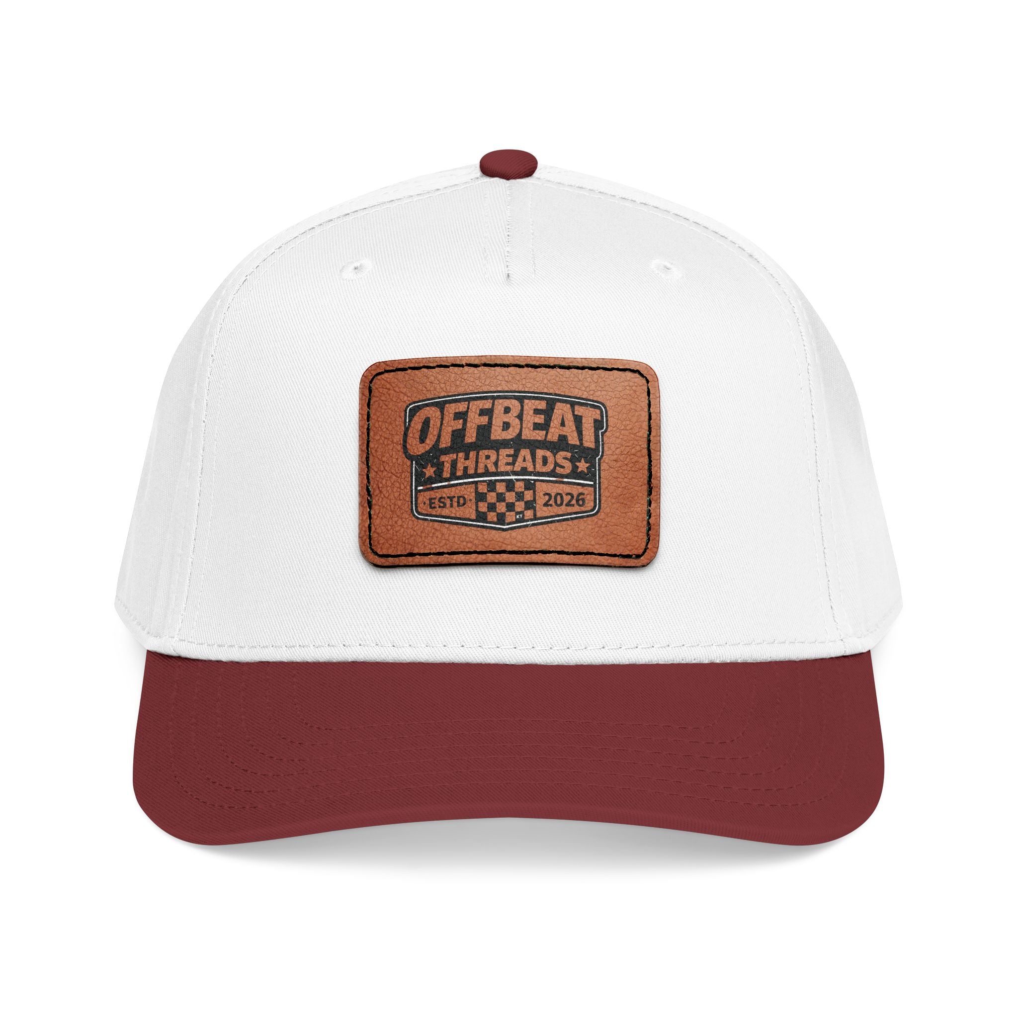 Mid Profile Baseball Cap with Leather Patch (Rectangle)