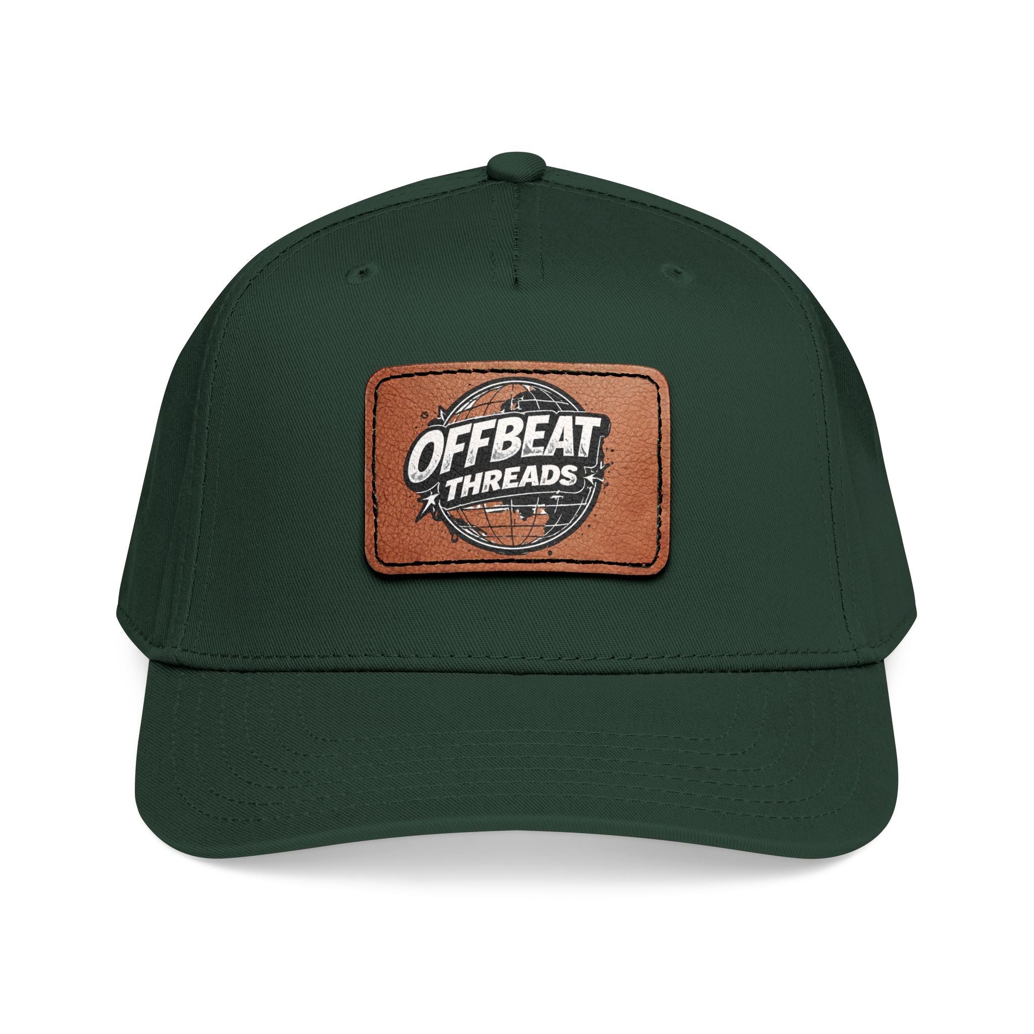 Mid Profile Baseball Cap with Leather Patch (Rectangle)