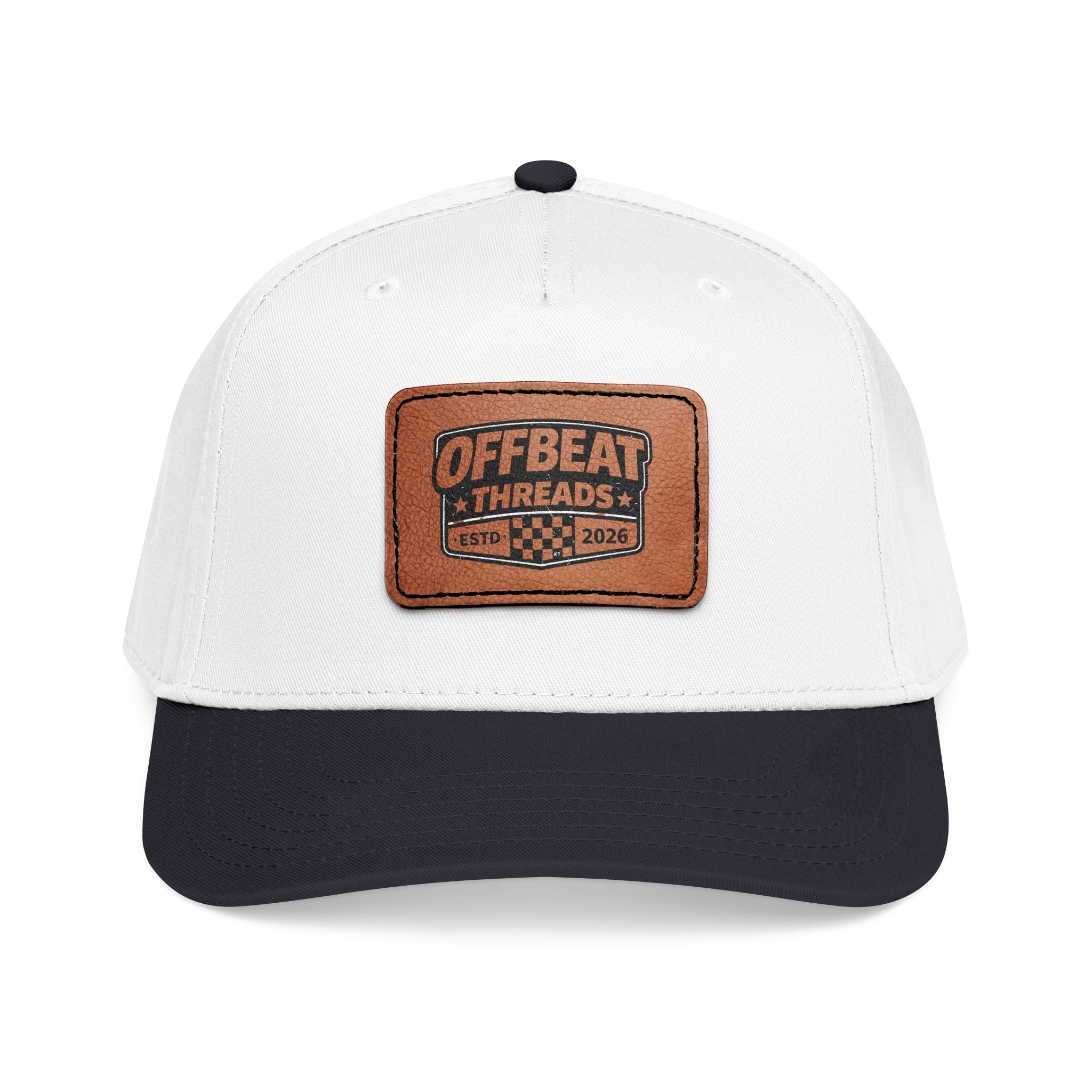 Mid Profile Baseball Cap with Leather Patch (Rectangle)