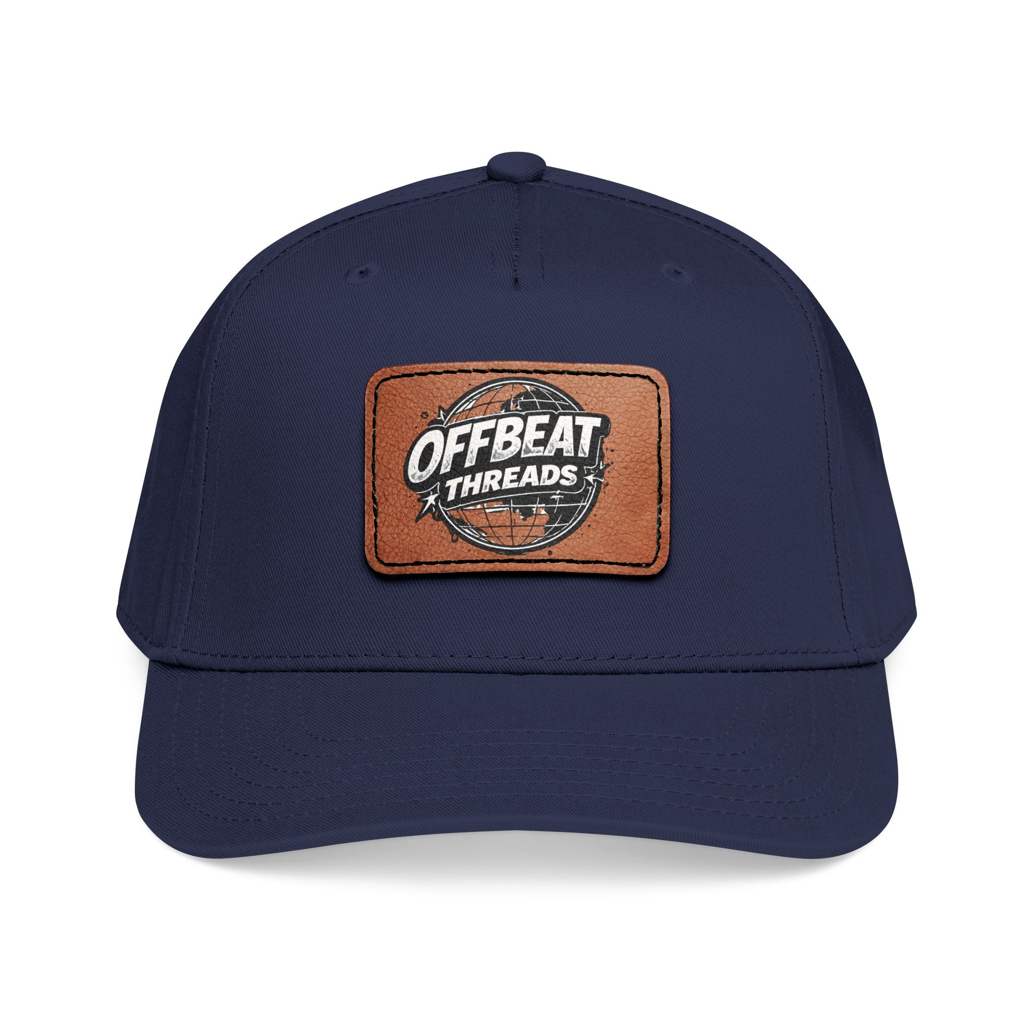 Mid Profile Baseball Cap with Leather Patch (Rectangle)