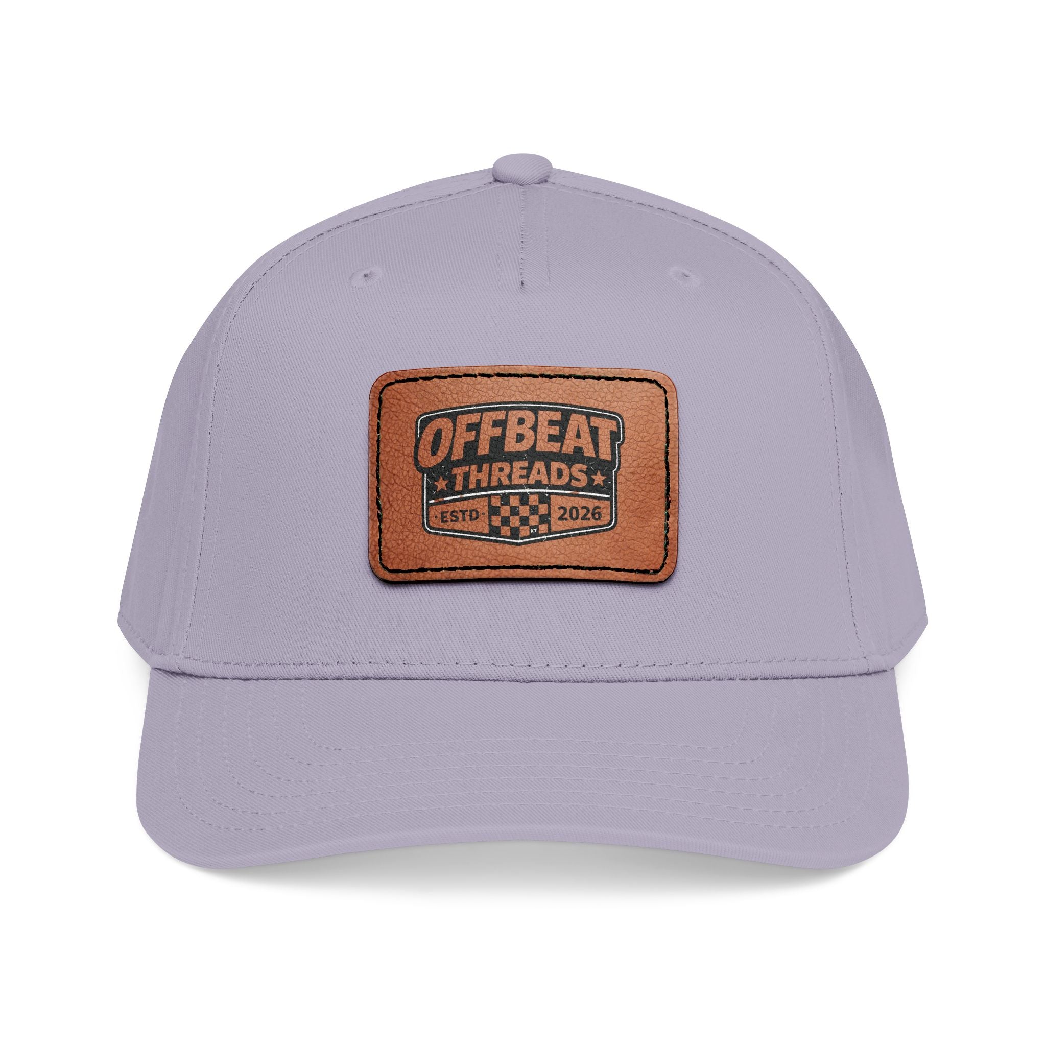 Mid Profile Baseball Cap with Leather Patch (Rectangle)