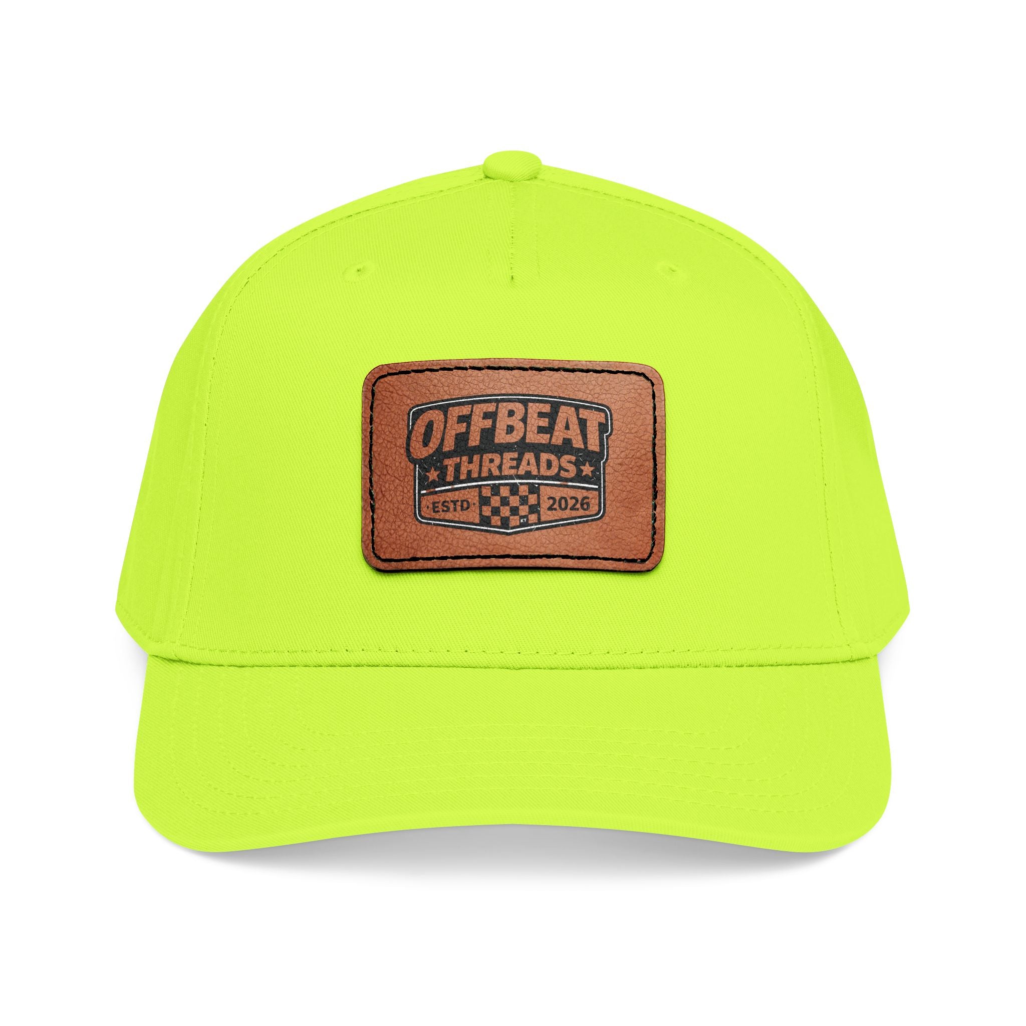 Mid Profile Baseball Cap with Leather Patch (Rectangle)