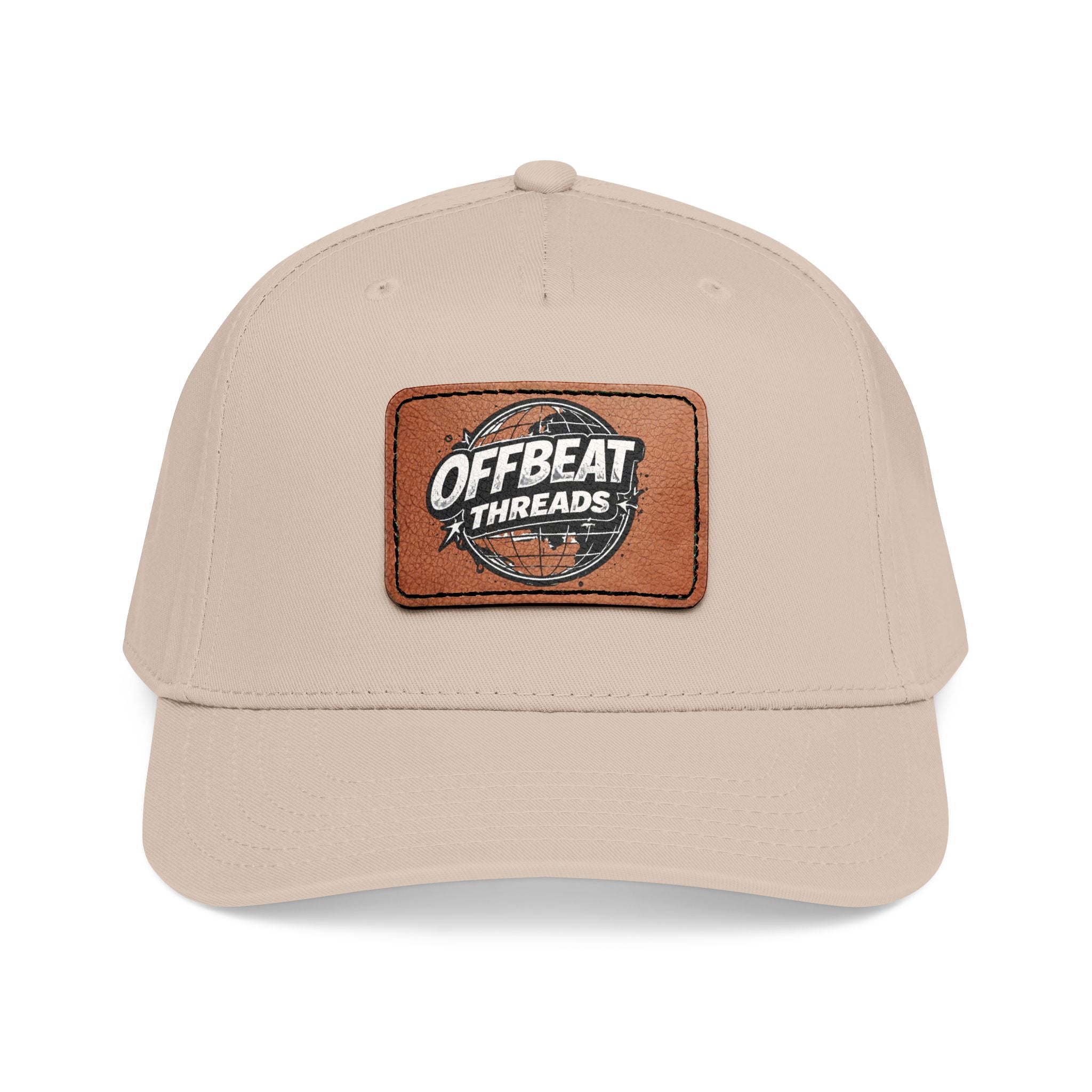 Mid Profile Baseball Cap with Leather Patch (Rectangle)