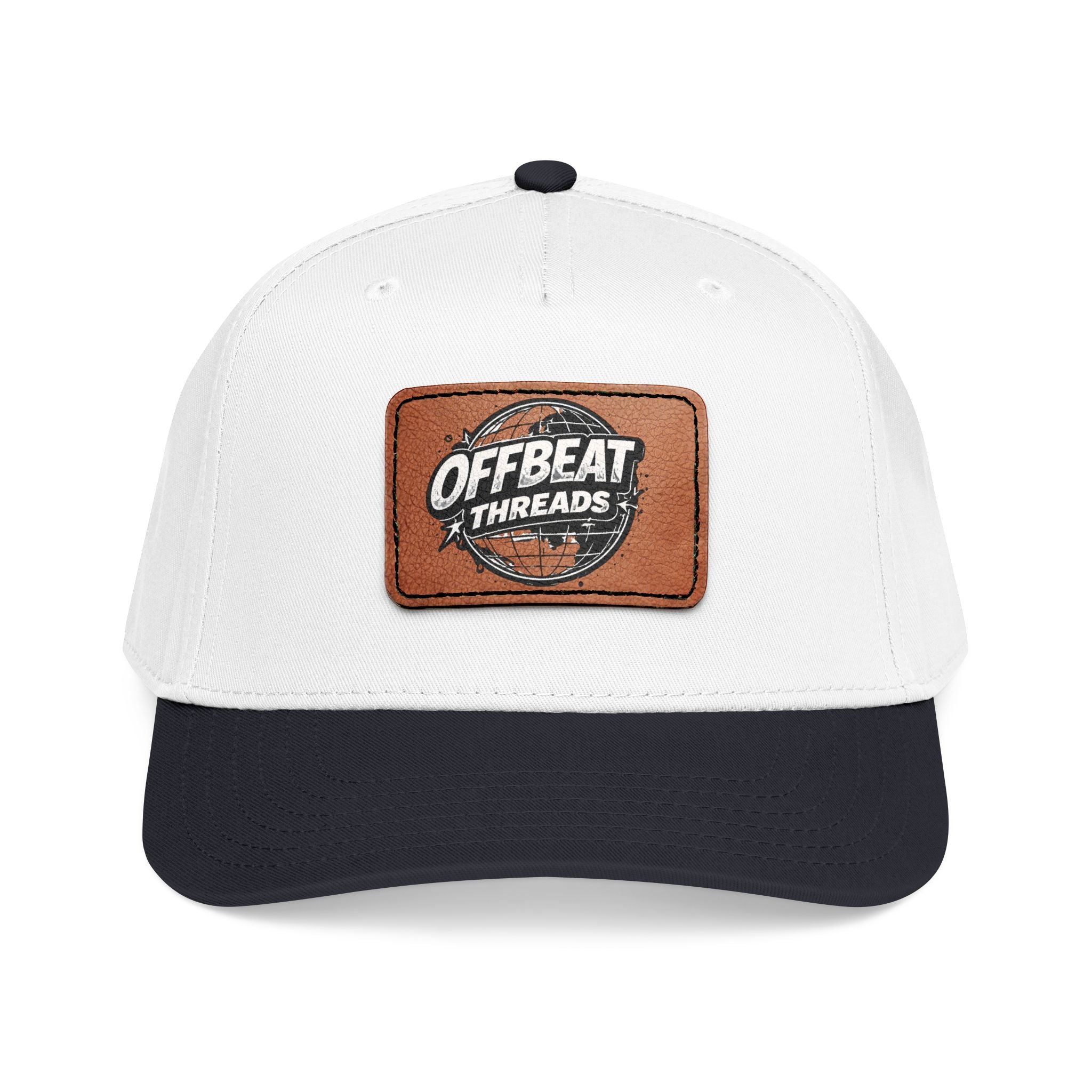 Mid Profile Baseball Cap with Leather Patch (Rectangle)