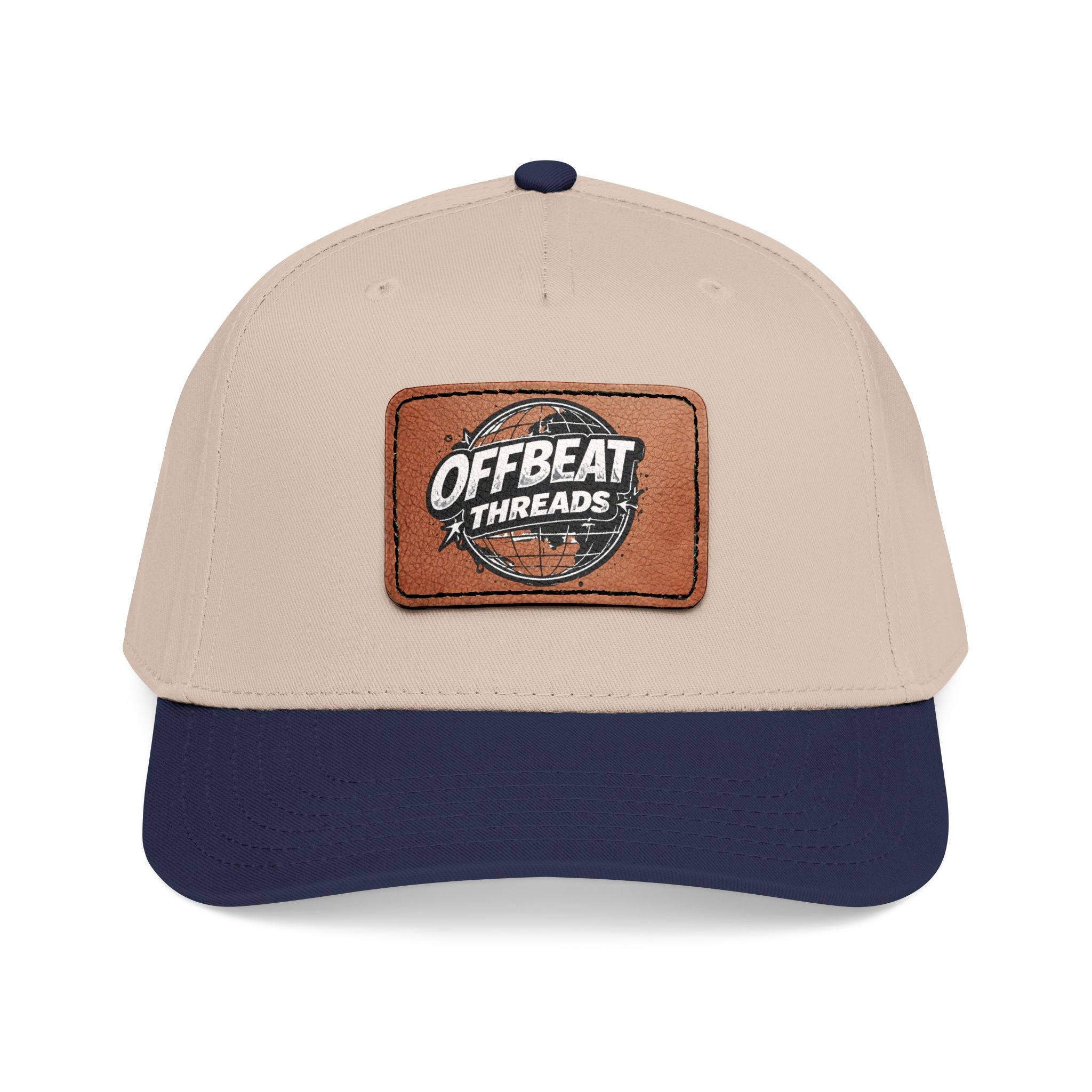 Mid Profile Baseball Cap with Leather Patch (Rectangle)