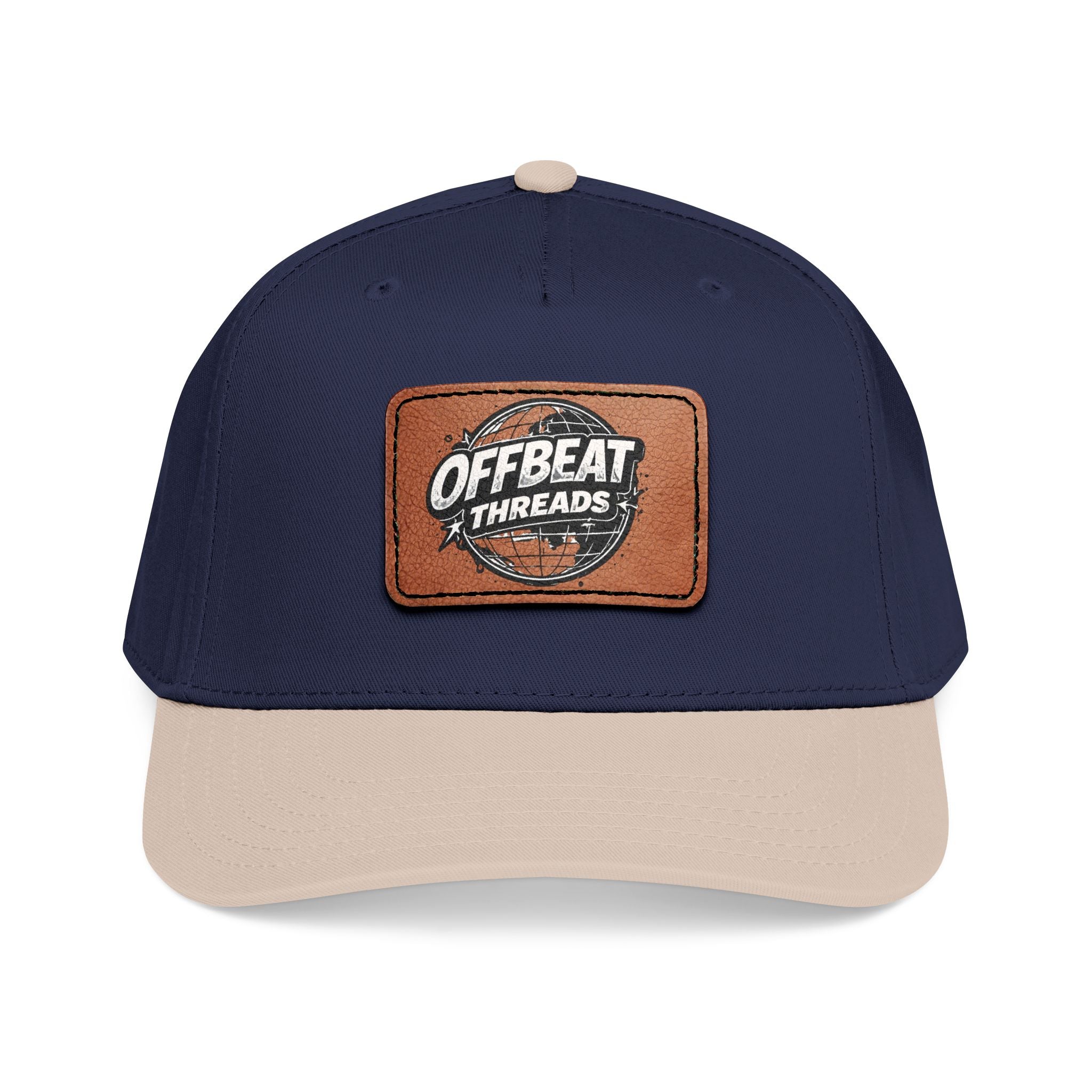 Mid Profile Baseball Cap with Leather Patch (Rectangle)